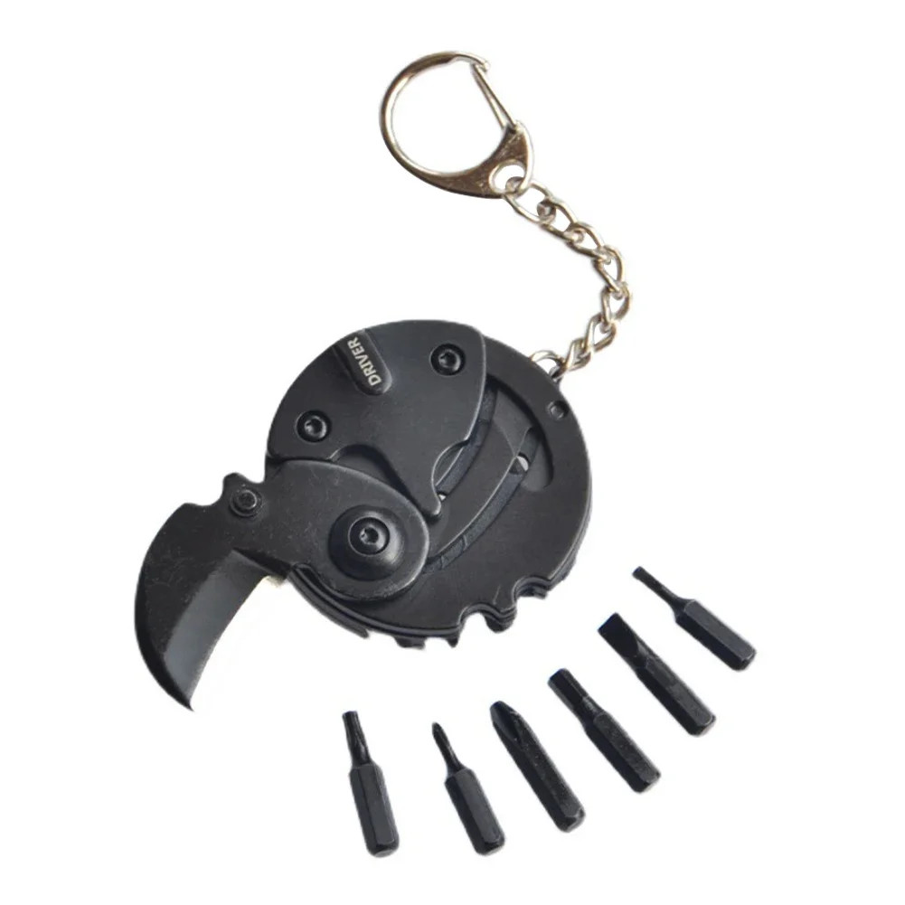 Multifunctional EDC Keychain Screwdriver Hex Coin Folding Pocket Tool
