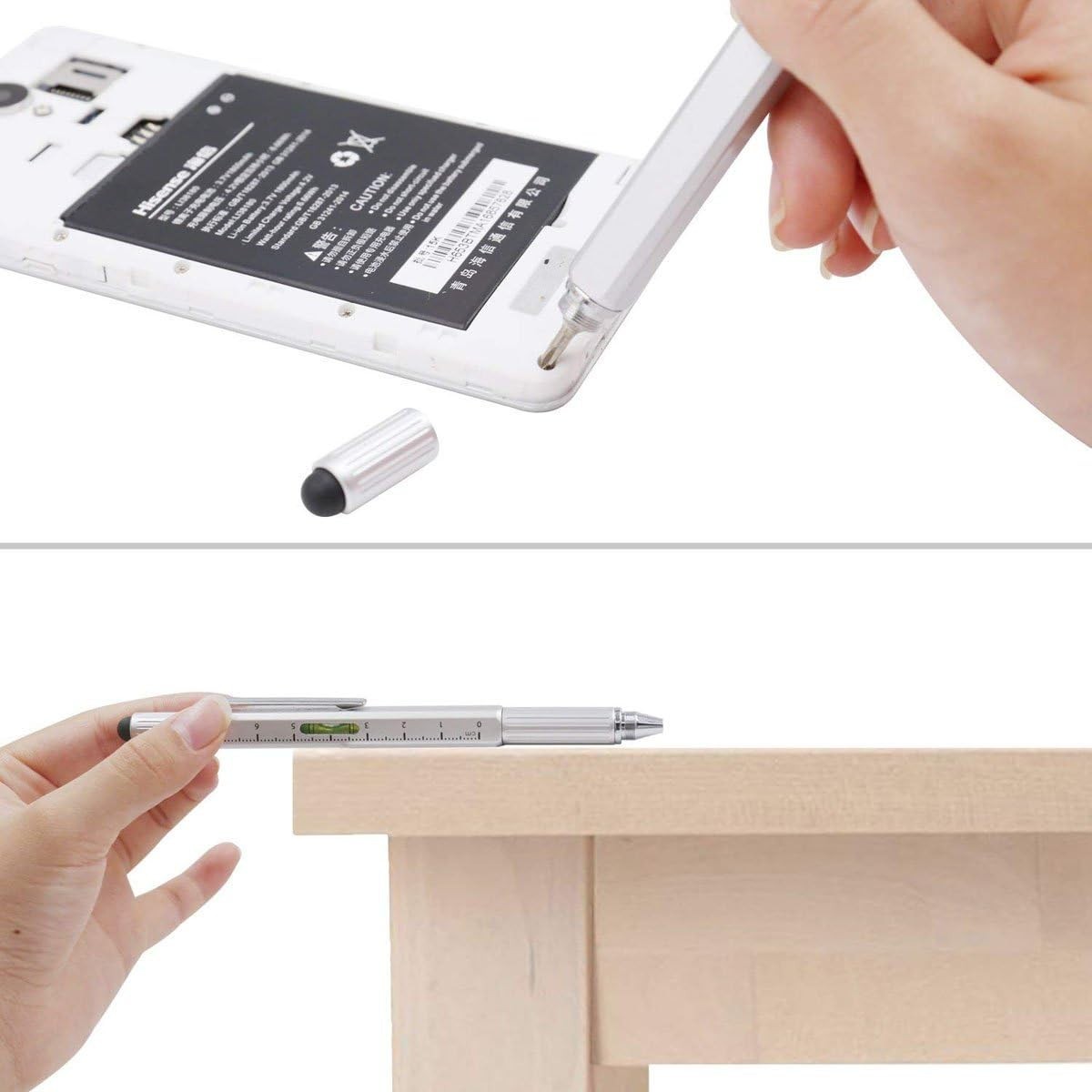 6-in-1 Metal Tech Tool Pen Multi-Function Ruler Level Screwdriver Gift for Men