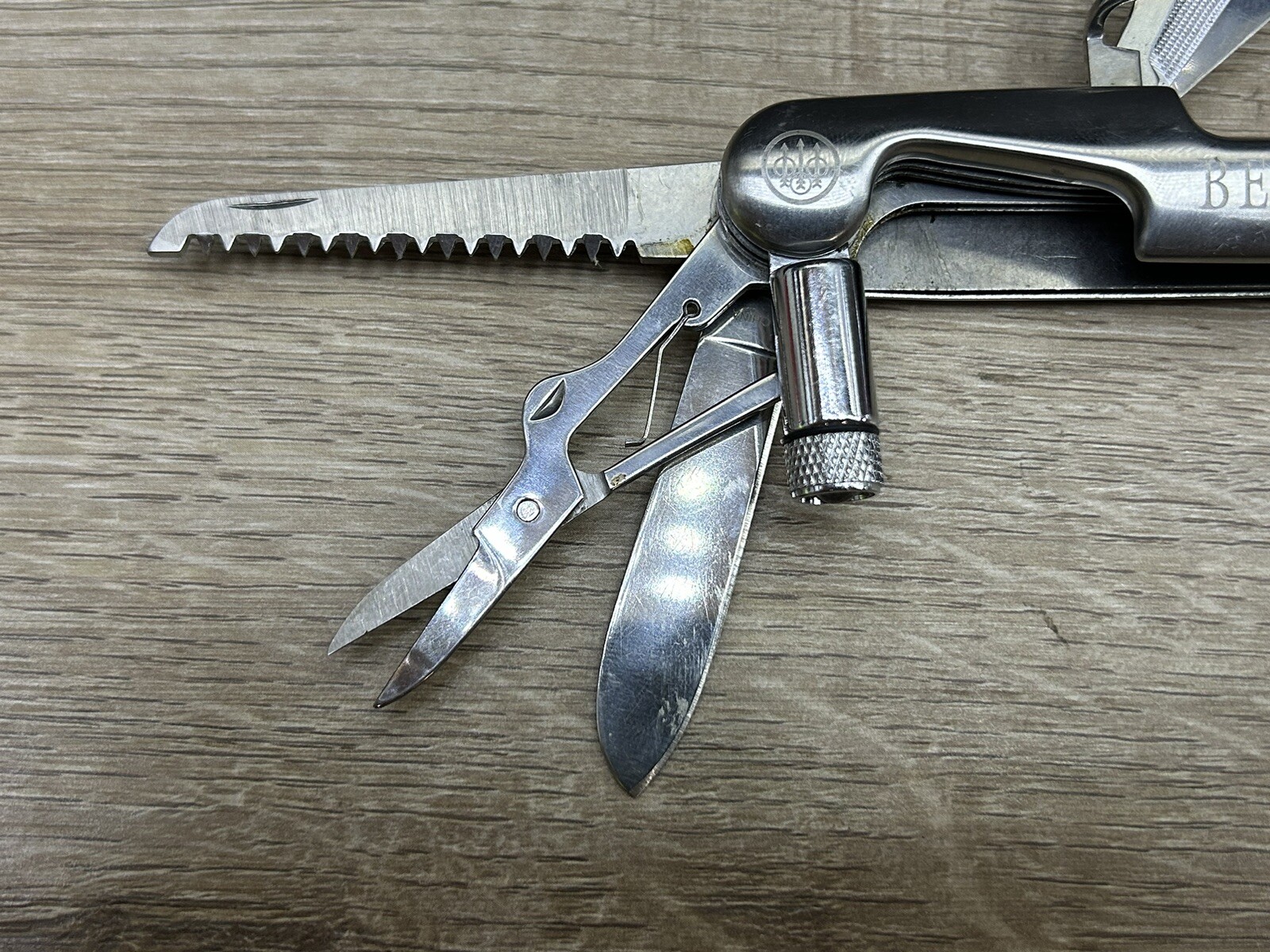 Vintage Beretta Silver Tone 10-Tool Multi-Tool Pocket Knife