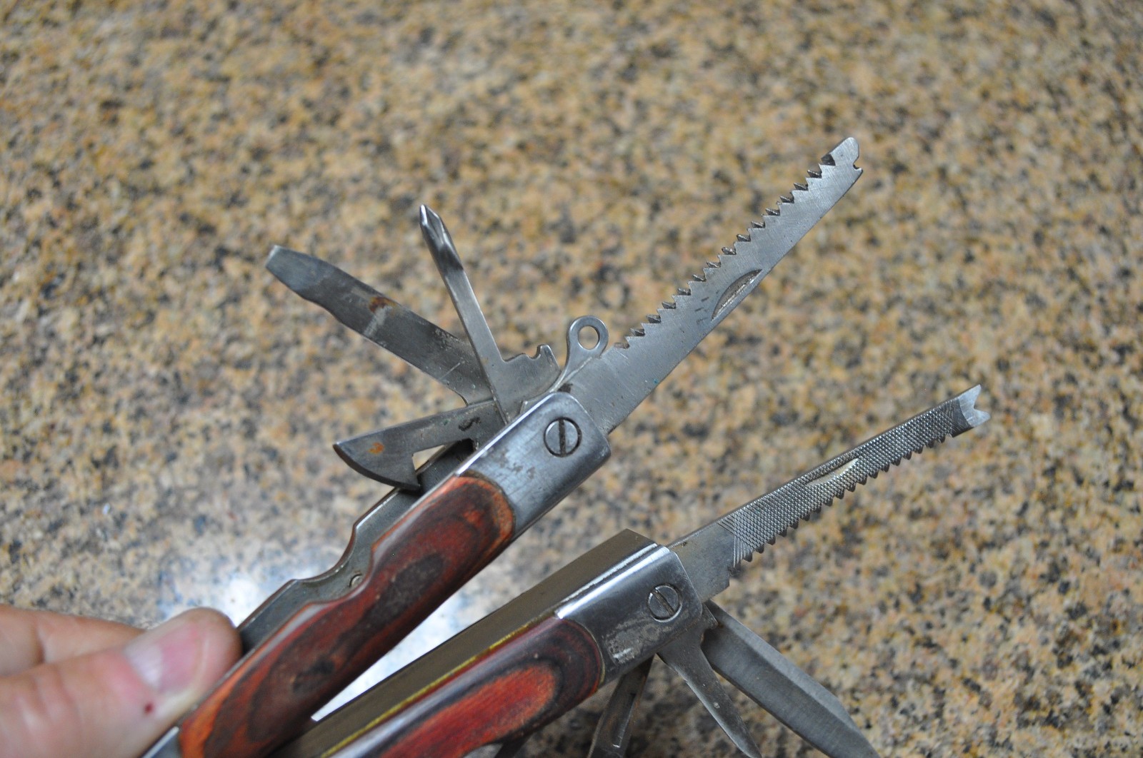 Sheffield 12-In-1 Multi Tool w/ Hardwood Handle Pliers Knife Blades Screwdrivers