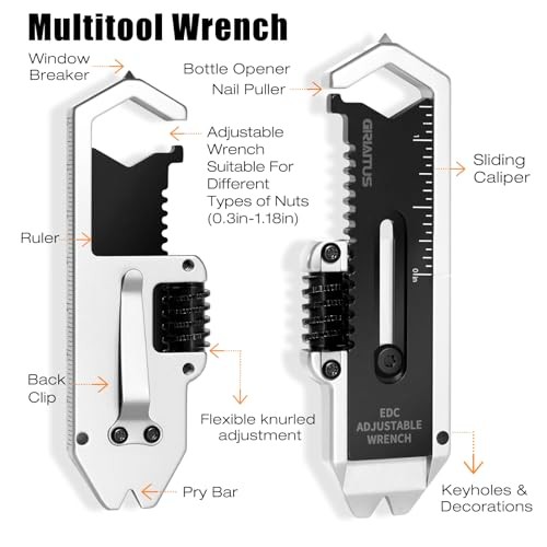 Small Multitool Wrench 9 in 1 Pocket Adjustable Wrench for Screw with Mini Pry