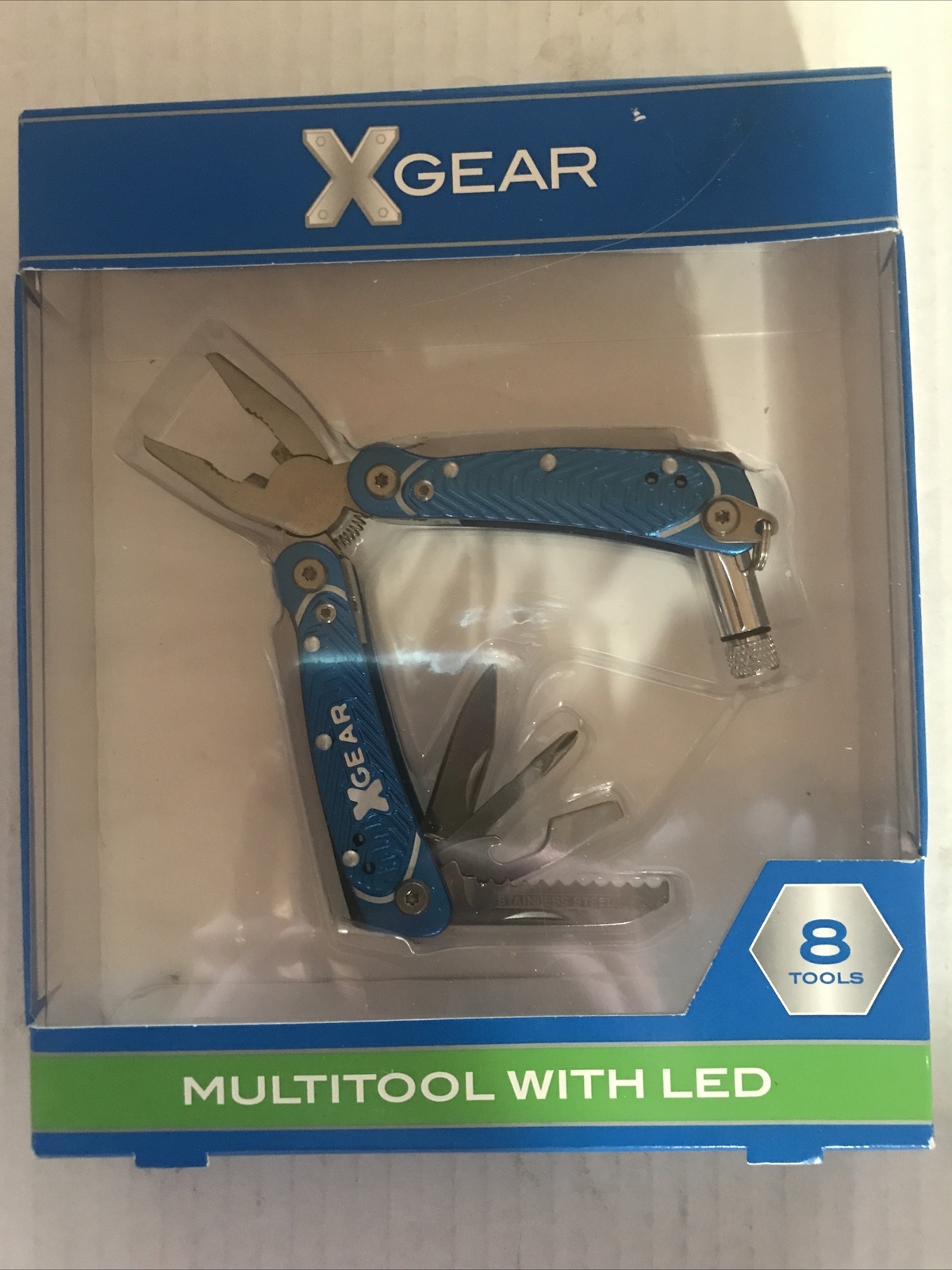 X-Gear 8 Tool Men’s Multi-Function Tool w/Led Light Retails $20 Blue (2-PO-112)