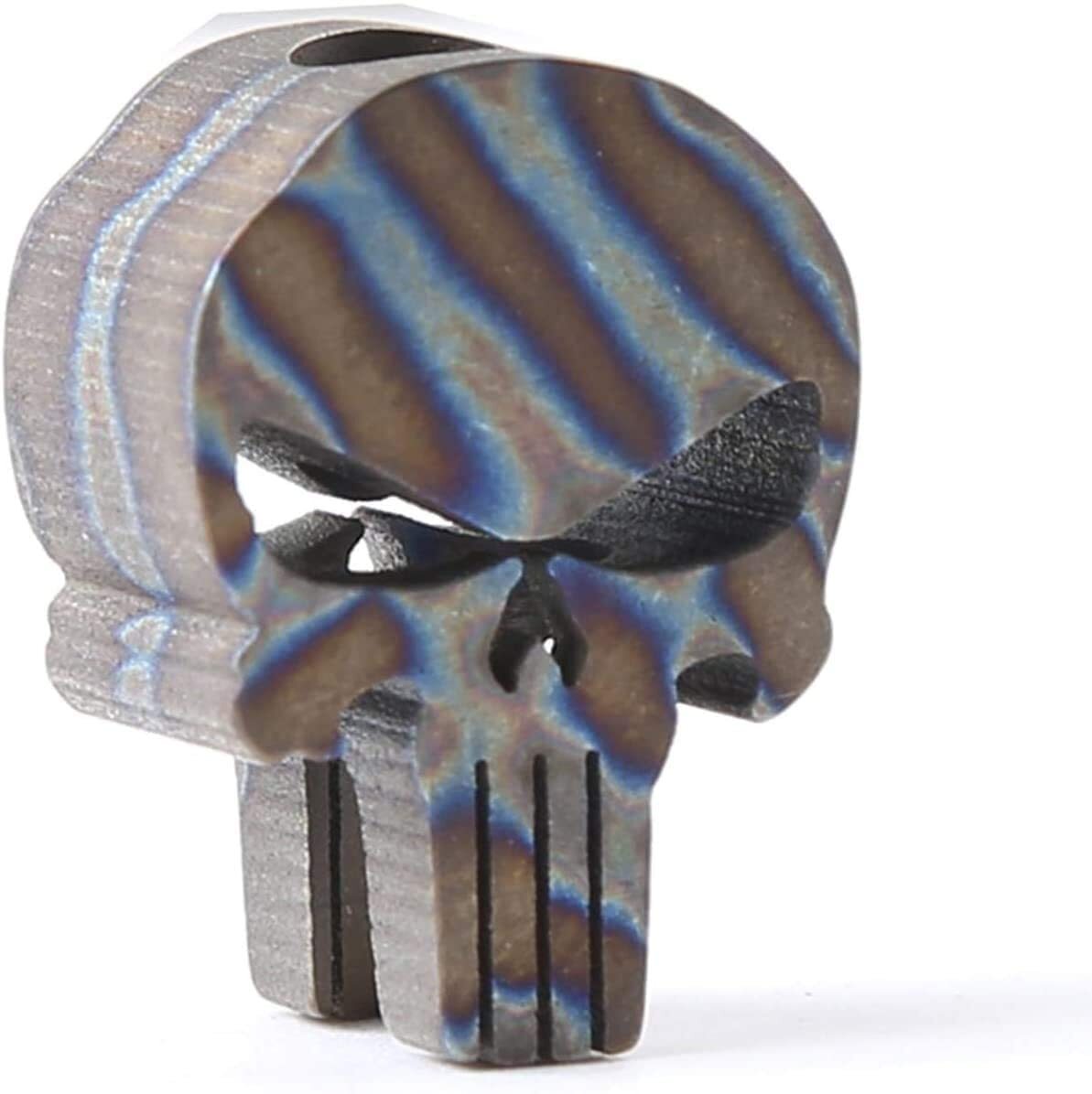 EDC Titanium Alloy Skull Folding Knife Lanyard Bead Tool Umbrella Rope Pendant