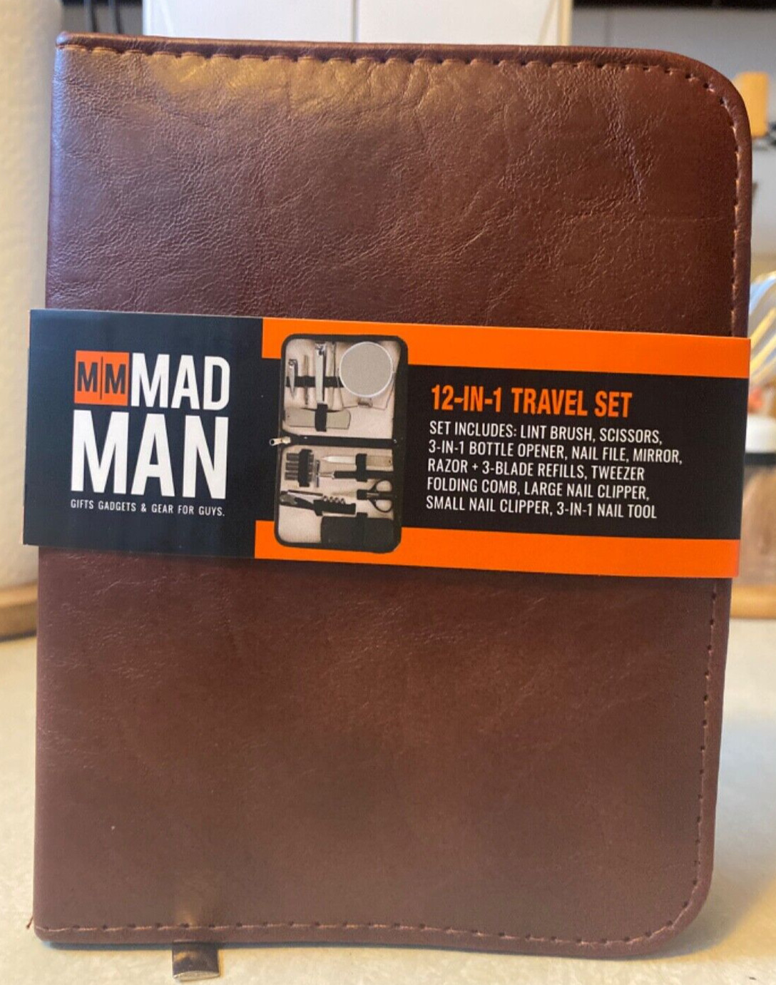 MM Mad Man 12 -in – 1 Travel Set, Brush,Scissors, Razor, Mirror,Comb,etc.FreeSH