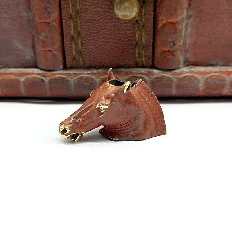 Brass Zodiac Horse Head Keychain Pendant Umbrella Rope Knife Bead EDC Pendant