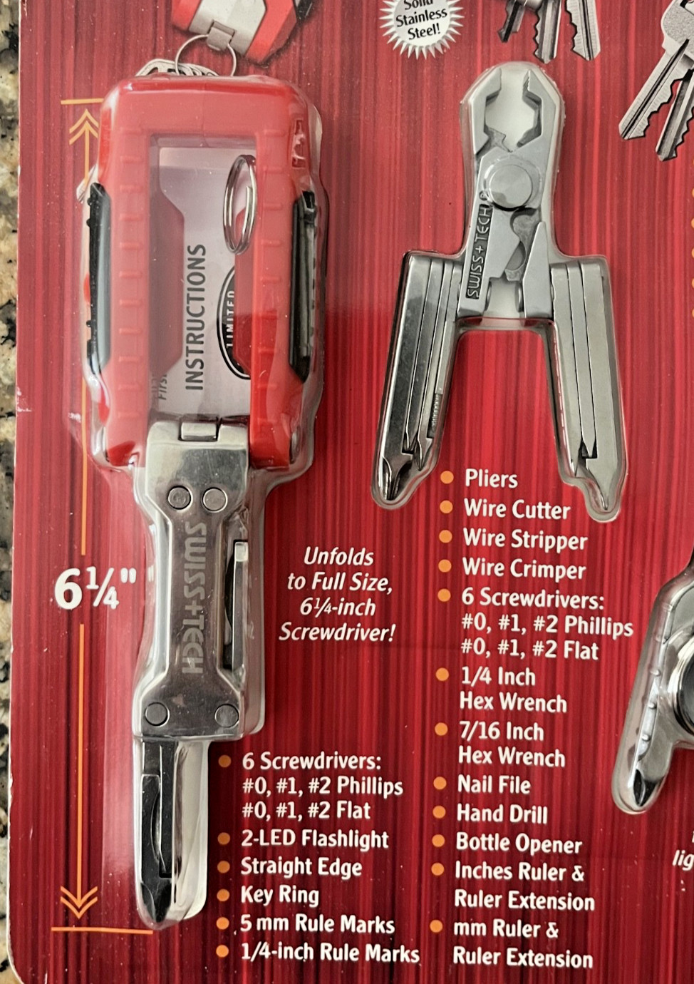 SWISS+TECH 416333 Micro-Tool 5-Piece Set, New-Sealed, Key Ring Tool Set