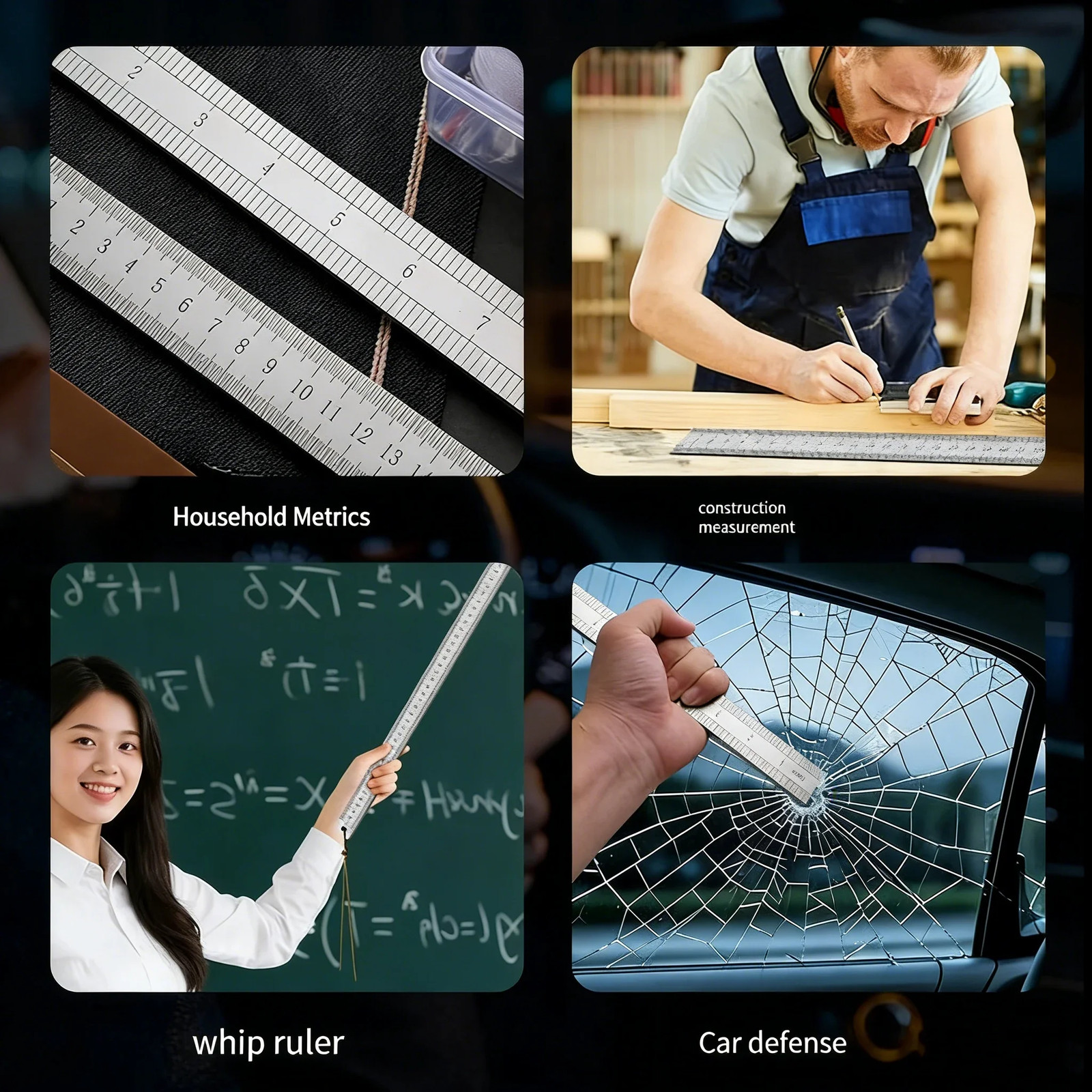 2.5Mm Forged Longquan Steel Ruler – 50Cm Multi-Purpose Car Tool with Thickened D