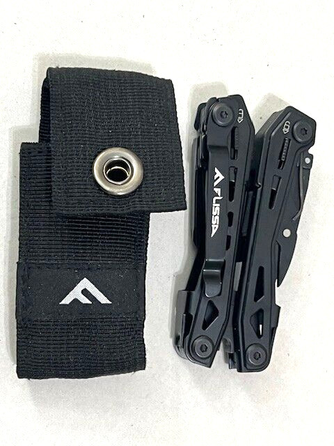 Flissa Multitool Plier Black FOLDING Pocket Tools WITH Sheath – Excellent