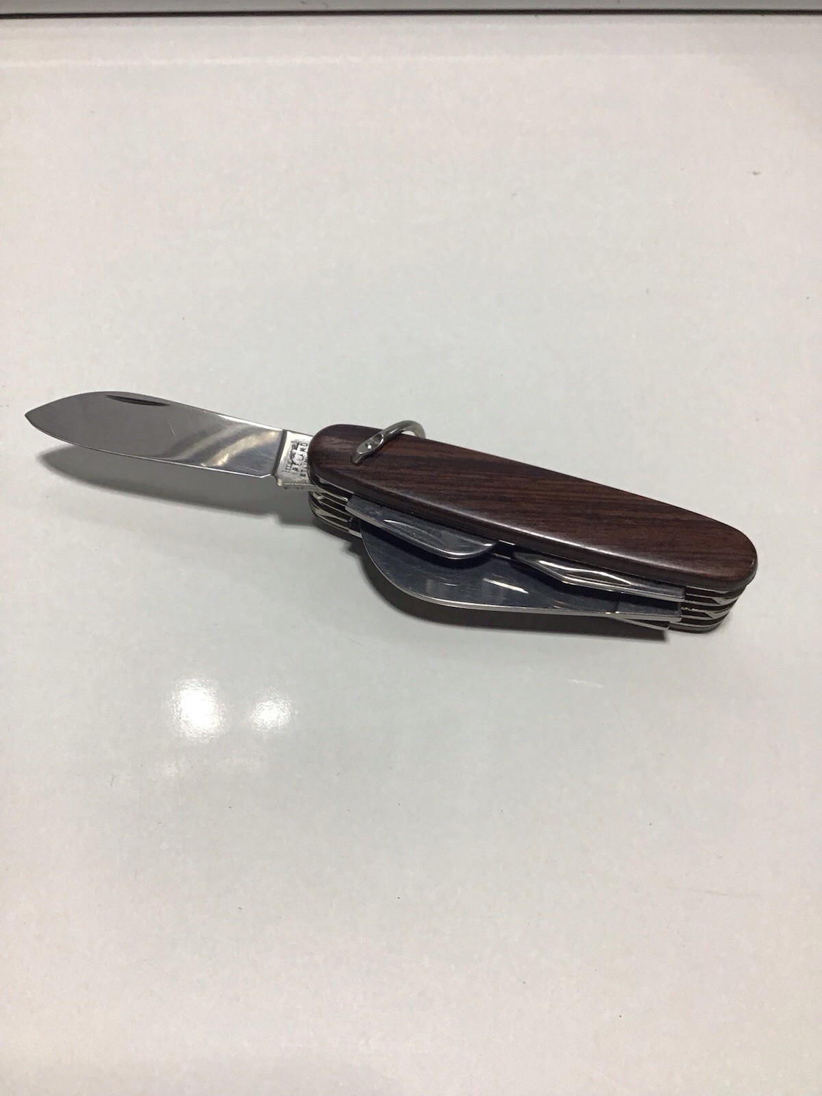 Vintage Browning Japan Multi Tool Pocket Knife Wood Handle Corkscrew