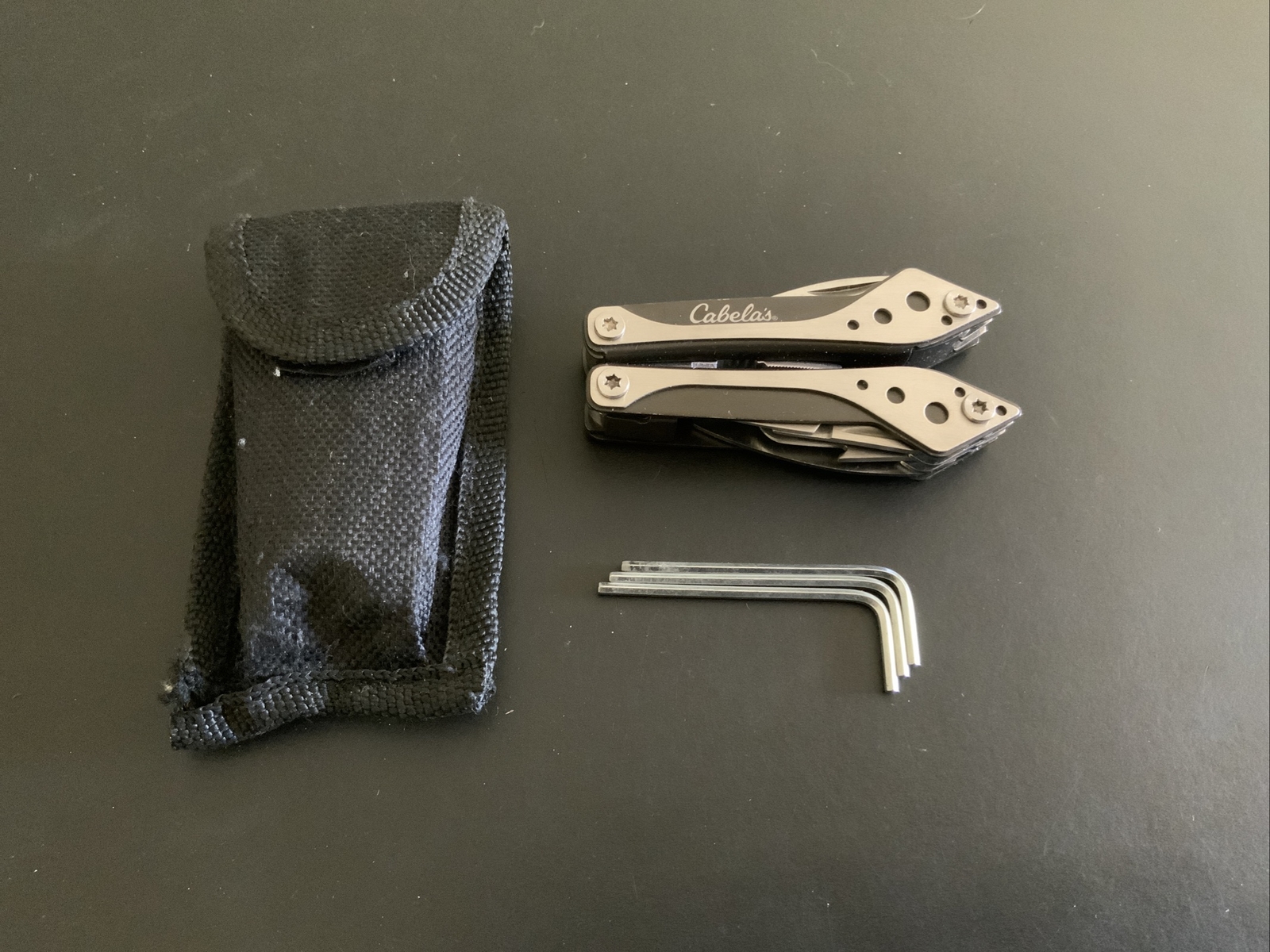 Cabelas Multi Tool with Sheath Silver Black Very Clean