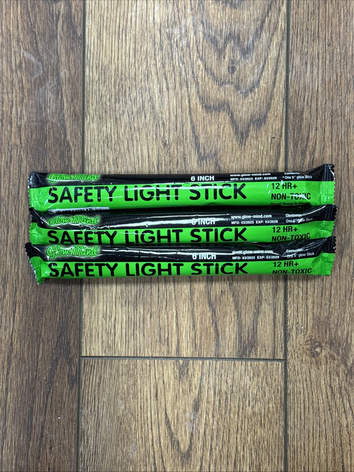 3 GLOW MIND GREEN Safety SOS Light Sticks 6in 12HR+ Non Toxic FREE SHIPPING