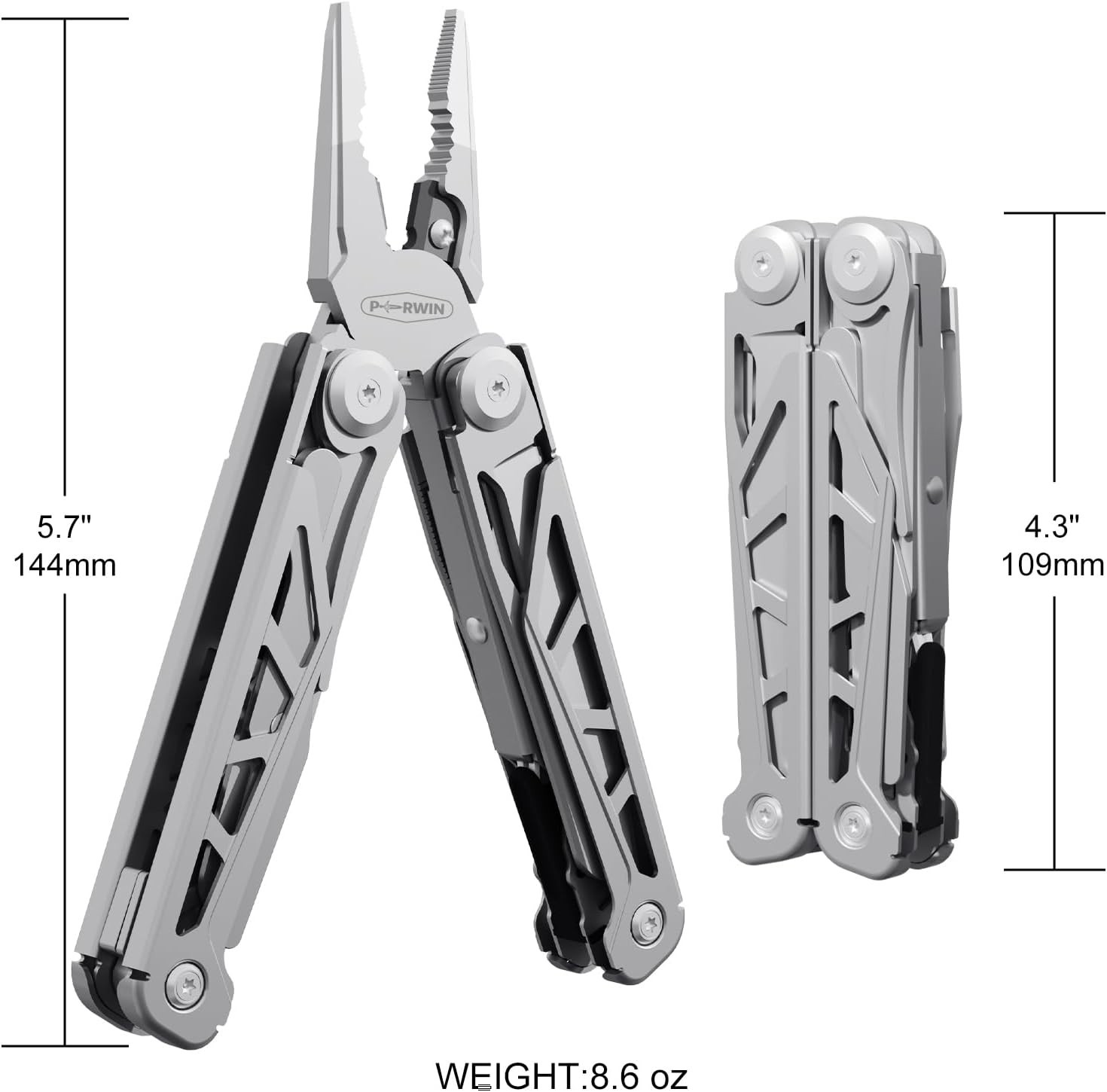 PERWIN Multitool, 17-in-1 Stainless Steel Multi Tool Pliers with Self-Locking