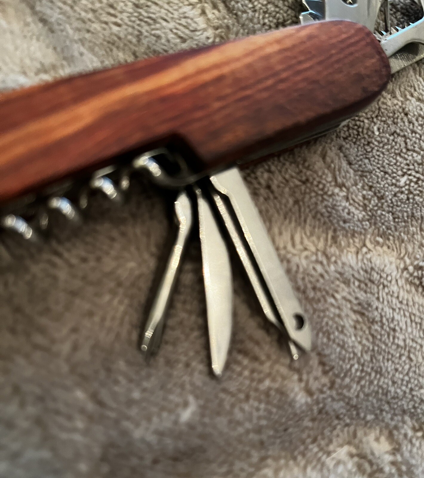 Custom New 11-Function Unbranded Swiss Army Knife Wood Grain Finish Nice Gift!!