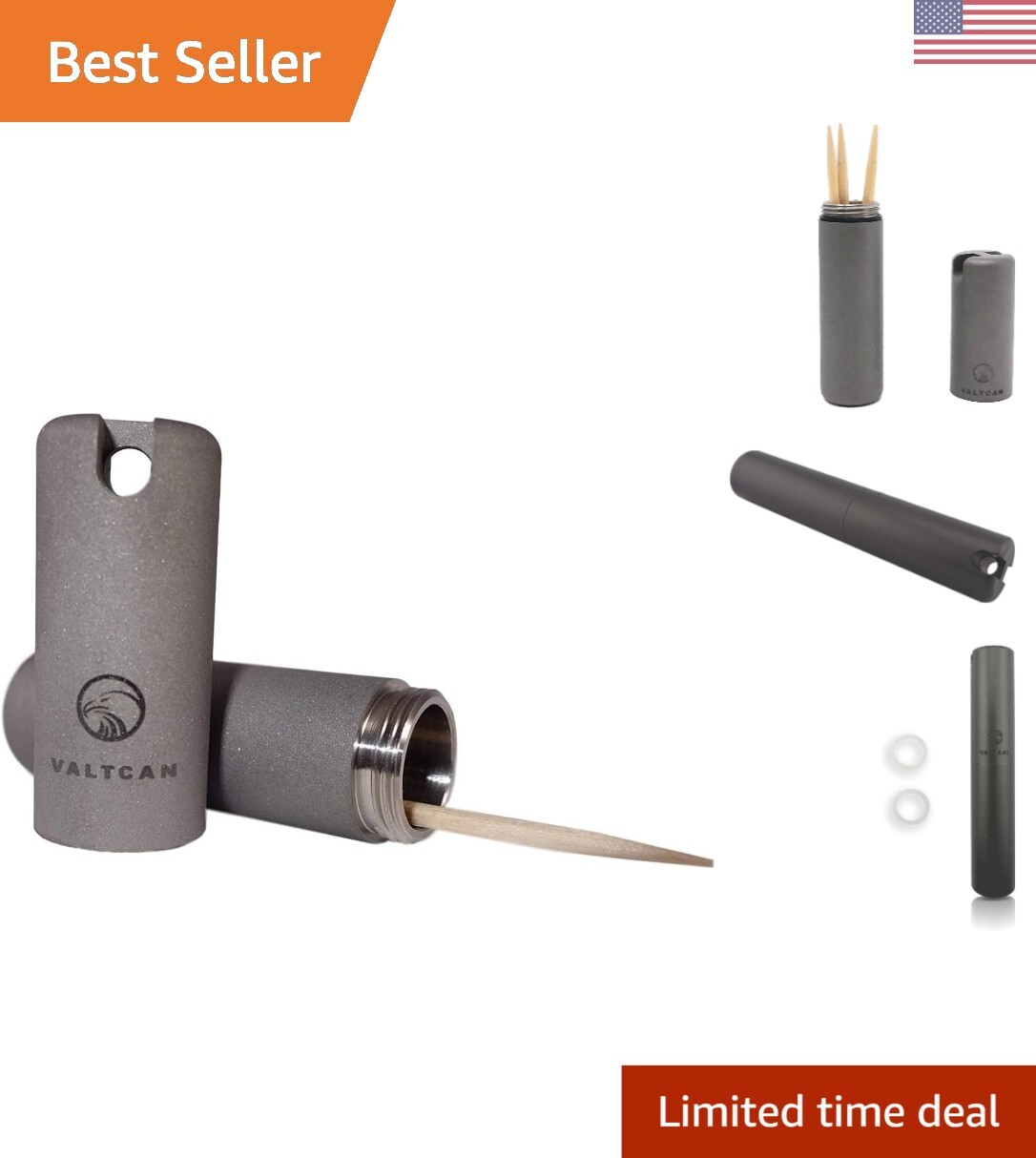Toothpick Holder Titanium Full Metal Portable Canister Keychain Pocket Caddy …