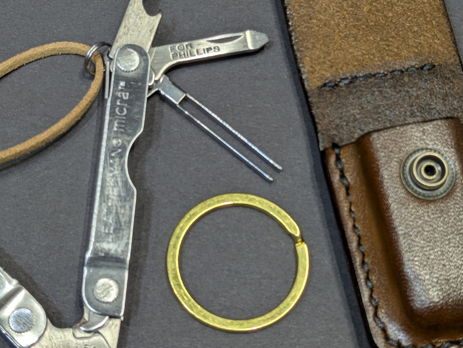Leatherman Micra Keychain Tool w/ Custom Handmade Leather Holster