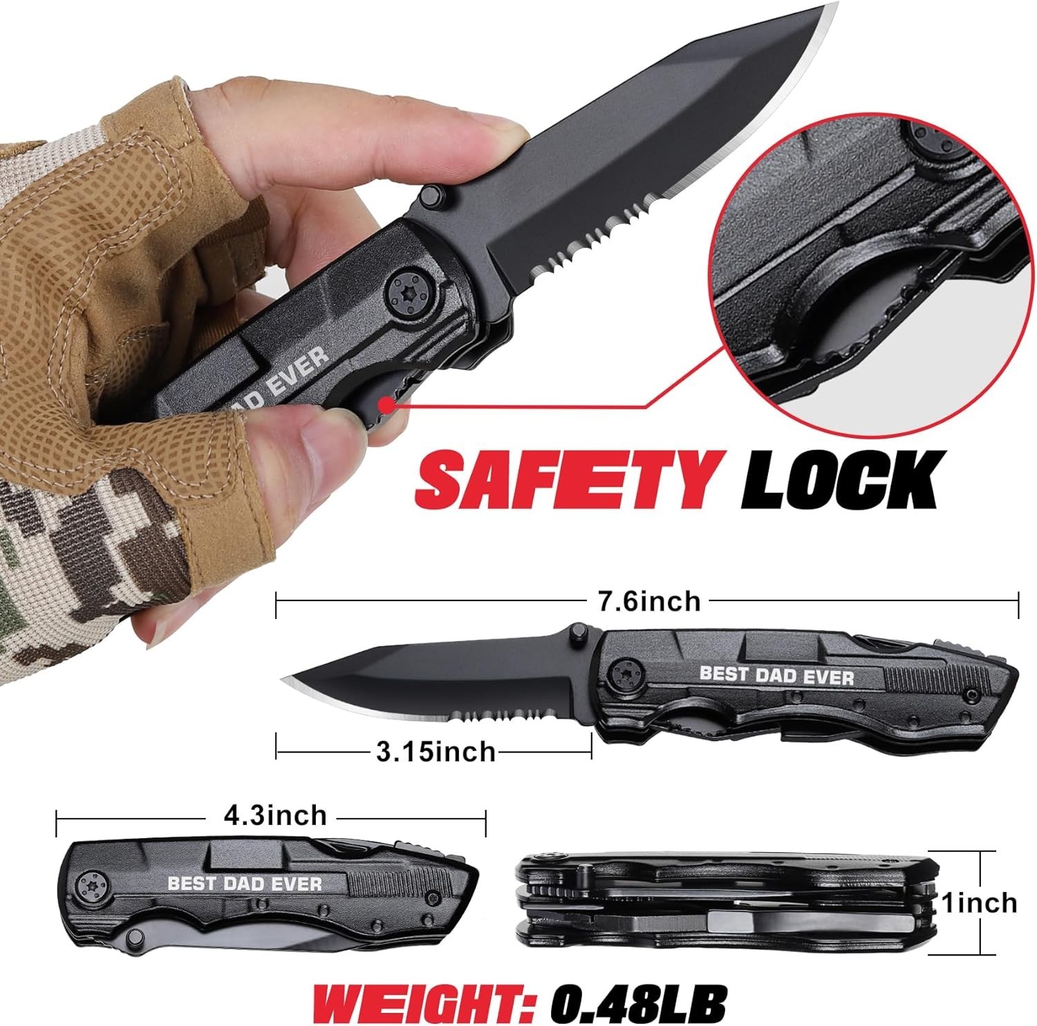 Gifts for Dad from Daughter Son, BEST DAD EVER Multitool Knife, Dad Gifts for…