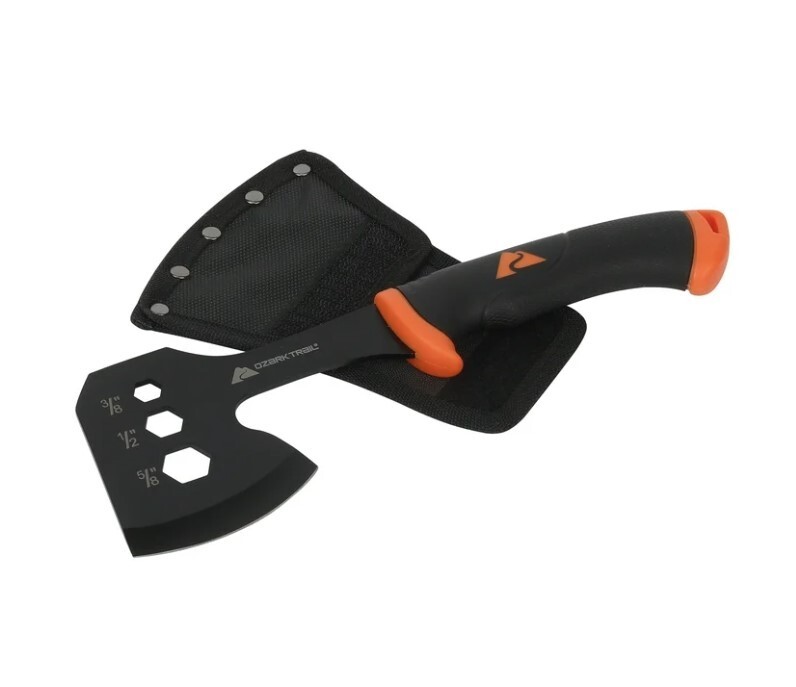 Ozark Trail 7-Piece Camping Tool Set with Hammer, Axe, Flashlight, and Knives,