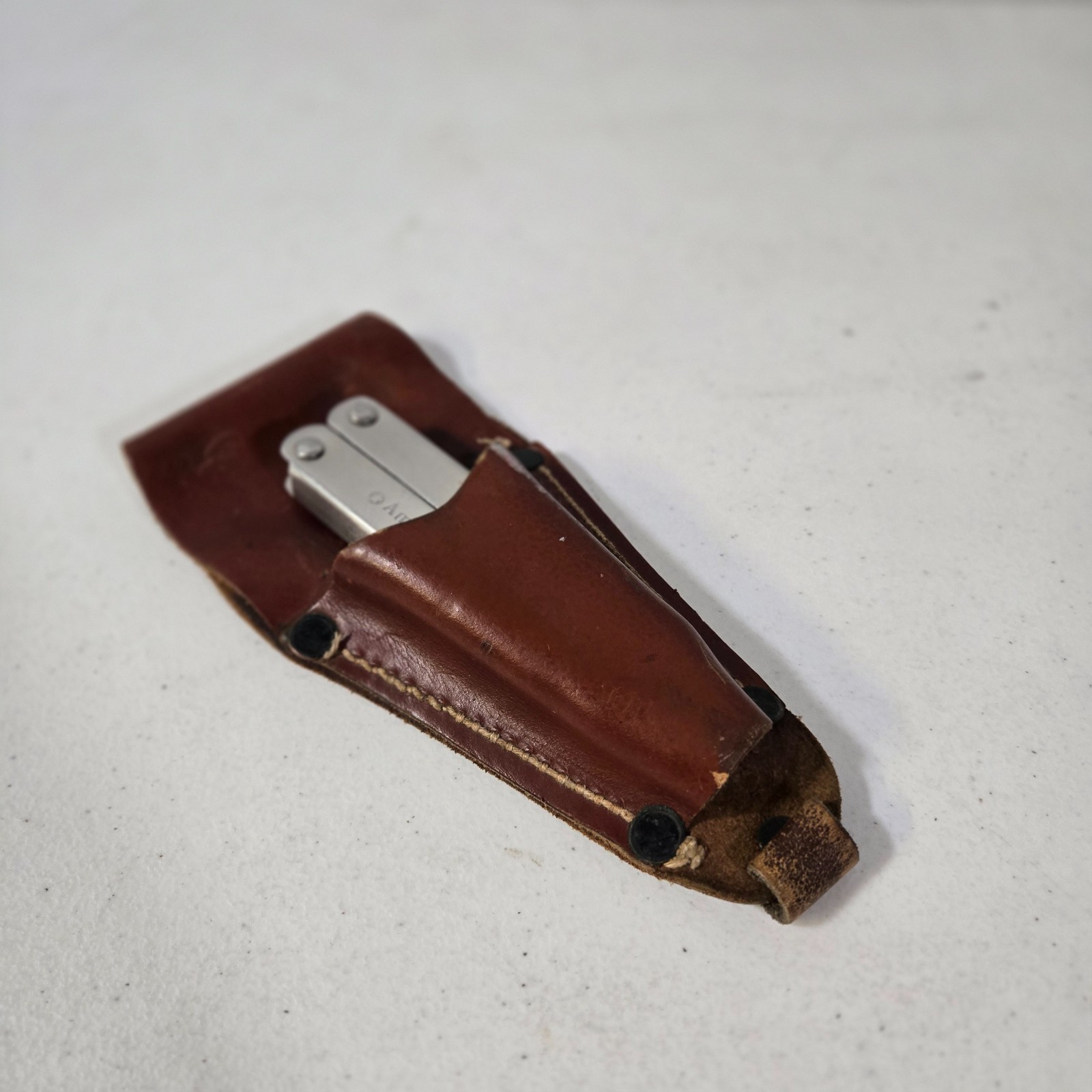Vintage American Camper Multitool Stainless Steel Pocket Plier Knife Leather She