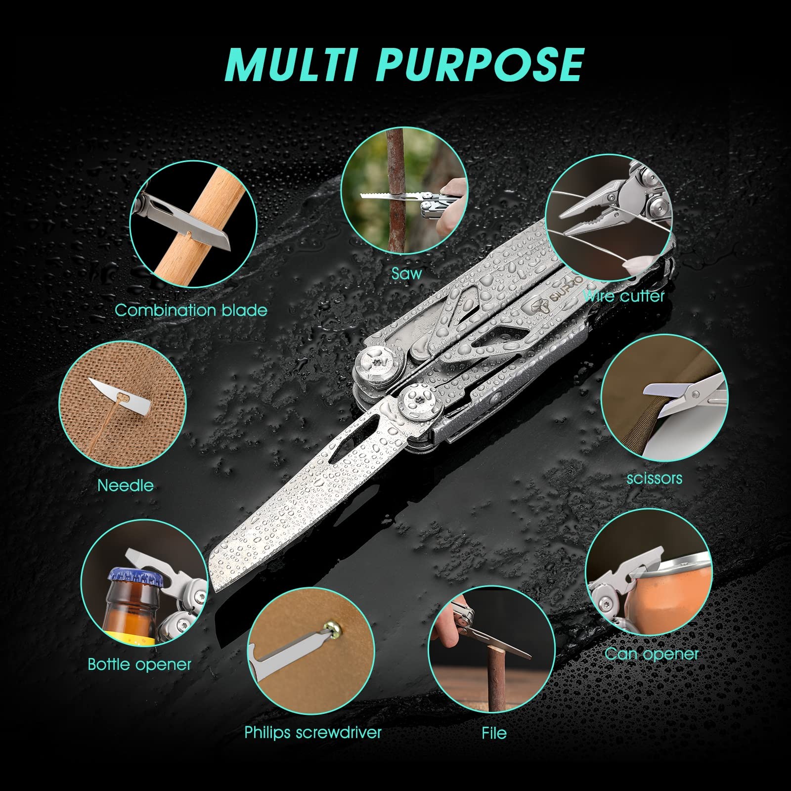 Multitool Pocket Knife for Men, Tactical Multi Tool With Scissors, Saw, Survi…
