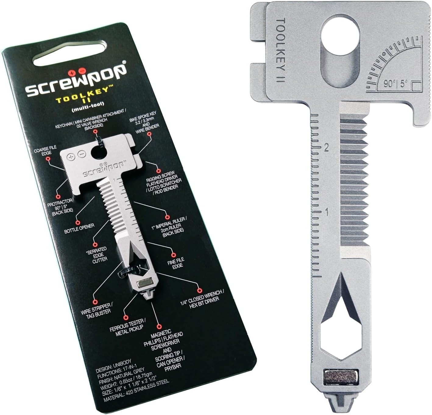 Toolkey II Original Keyshape 17 Multi-tool Includes Magnetic Phillips & Flathead