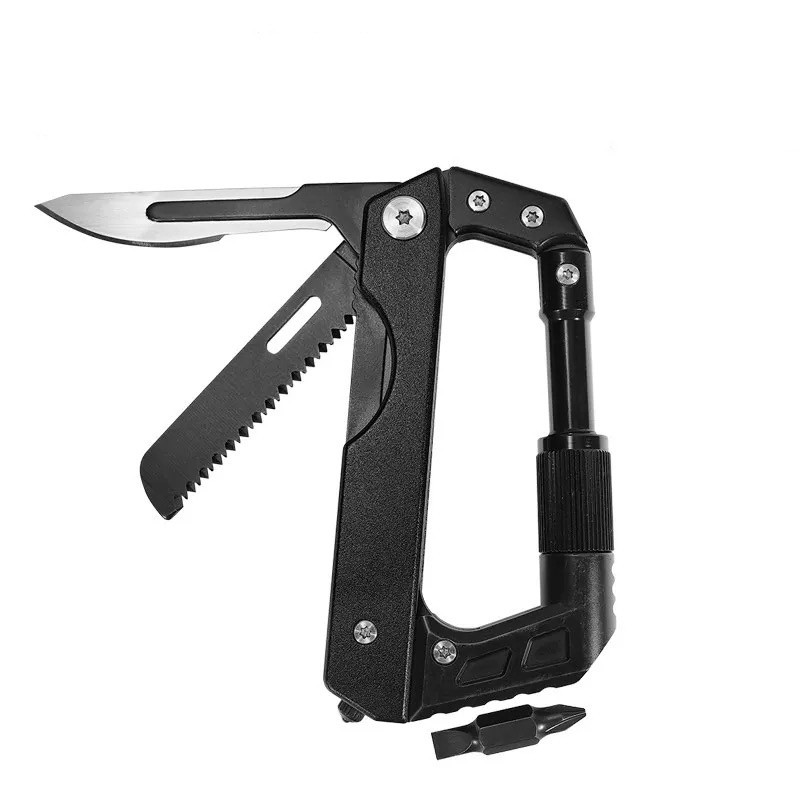 Survival Backpack Camp Knife Carabiner Multitool Multi Tool Keychain Keyring EDC