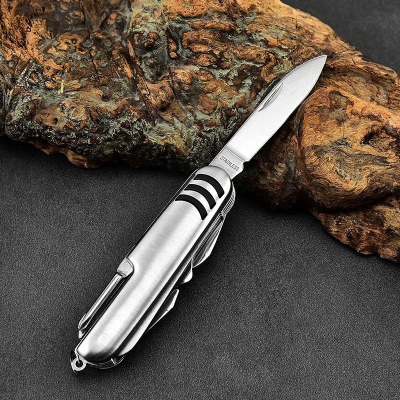 11-in-1 Multifunctional Pocket Knife – Stainless Steel Folding Tool for Camping