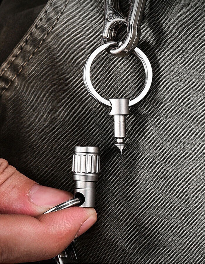 Titanium Quick Release Swivel Keychain EDC Car Key Holder with Double Key Rings