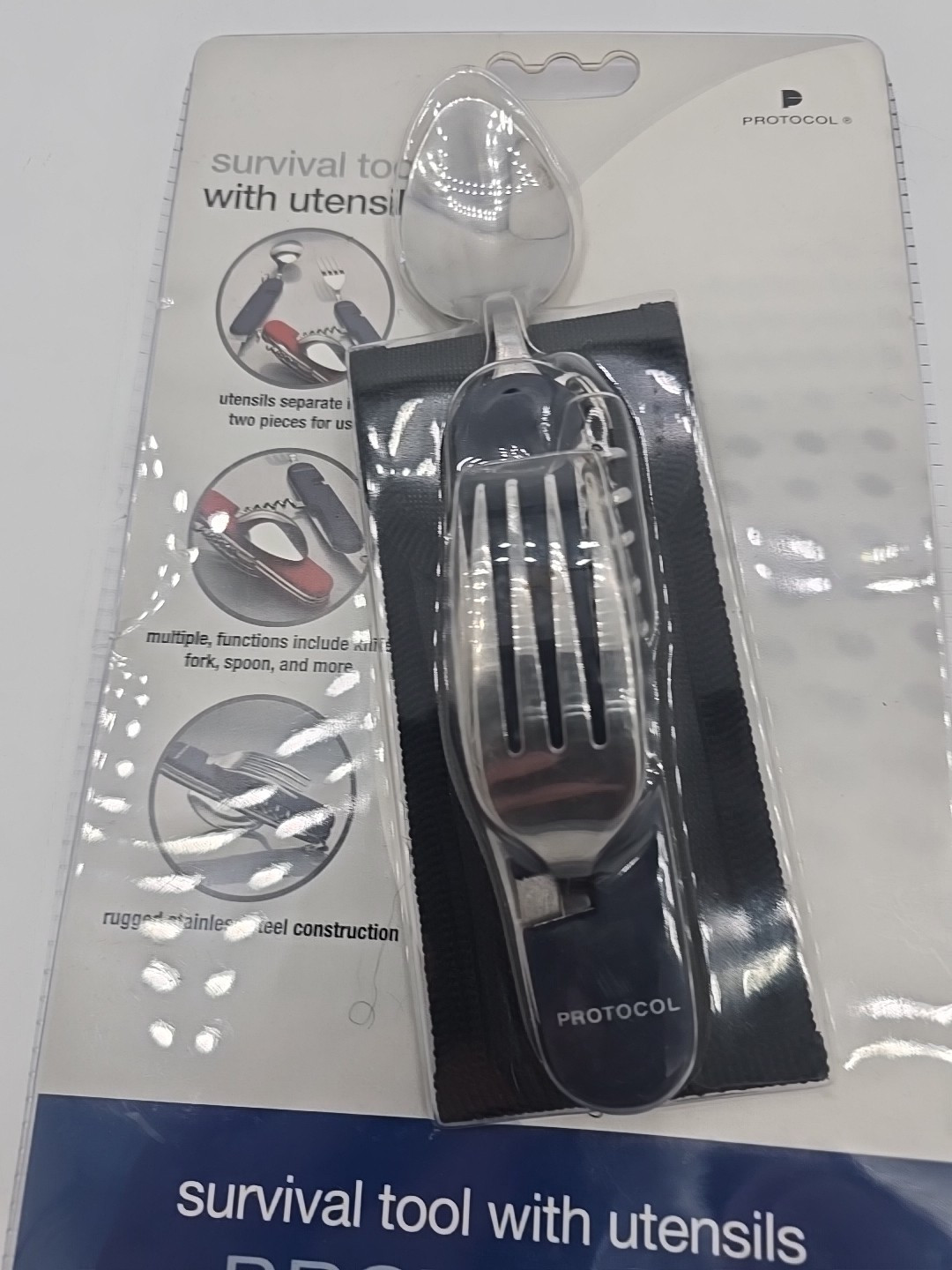 Protocol Survival Multi Tool with Utensils That Separate for Use, New In Package