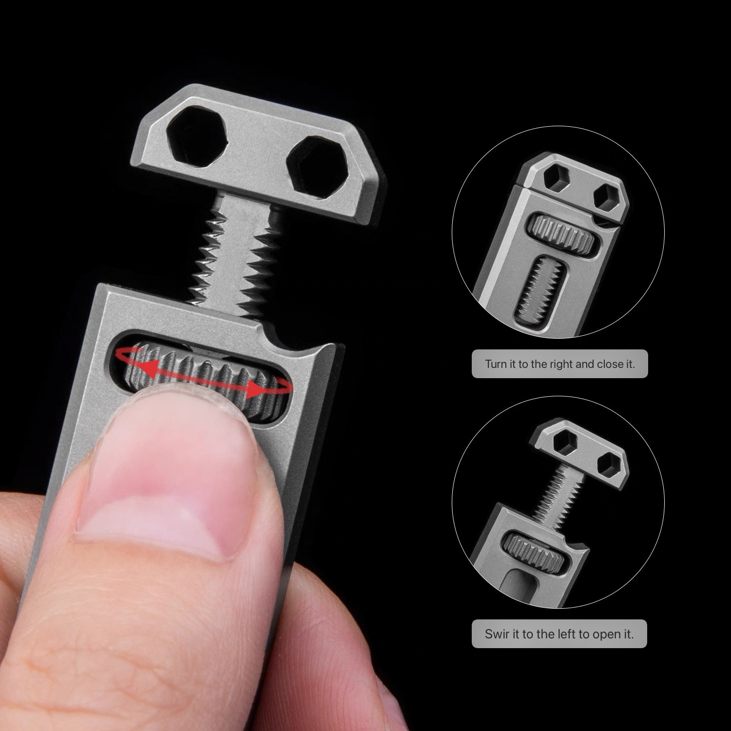 EDC Titanium Alloy Multi Tools Adjustable Wrench Pocket Pry Bar Crowbar w/ Bits