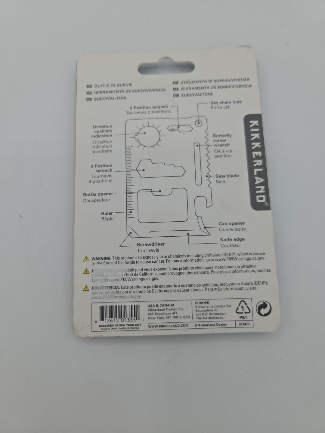 KIKKERLAND SURVIVAL TOOL 11 Functions Stainless Steel with Pouch -New