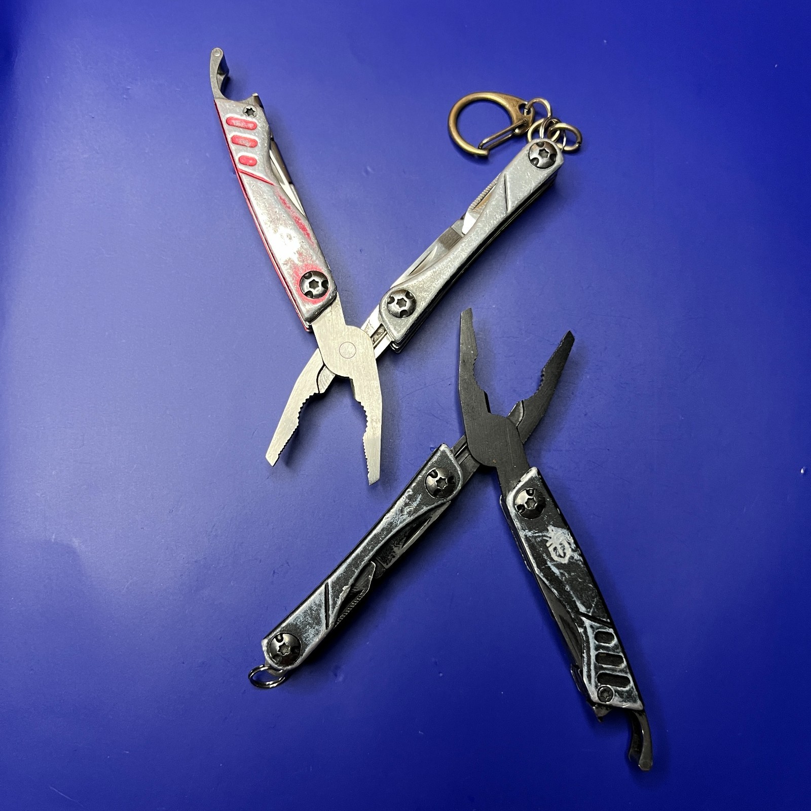 Lot of 2 Gerber Dime Multi-Tools Small Keychain Pliers Knife File Scissors