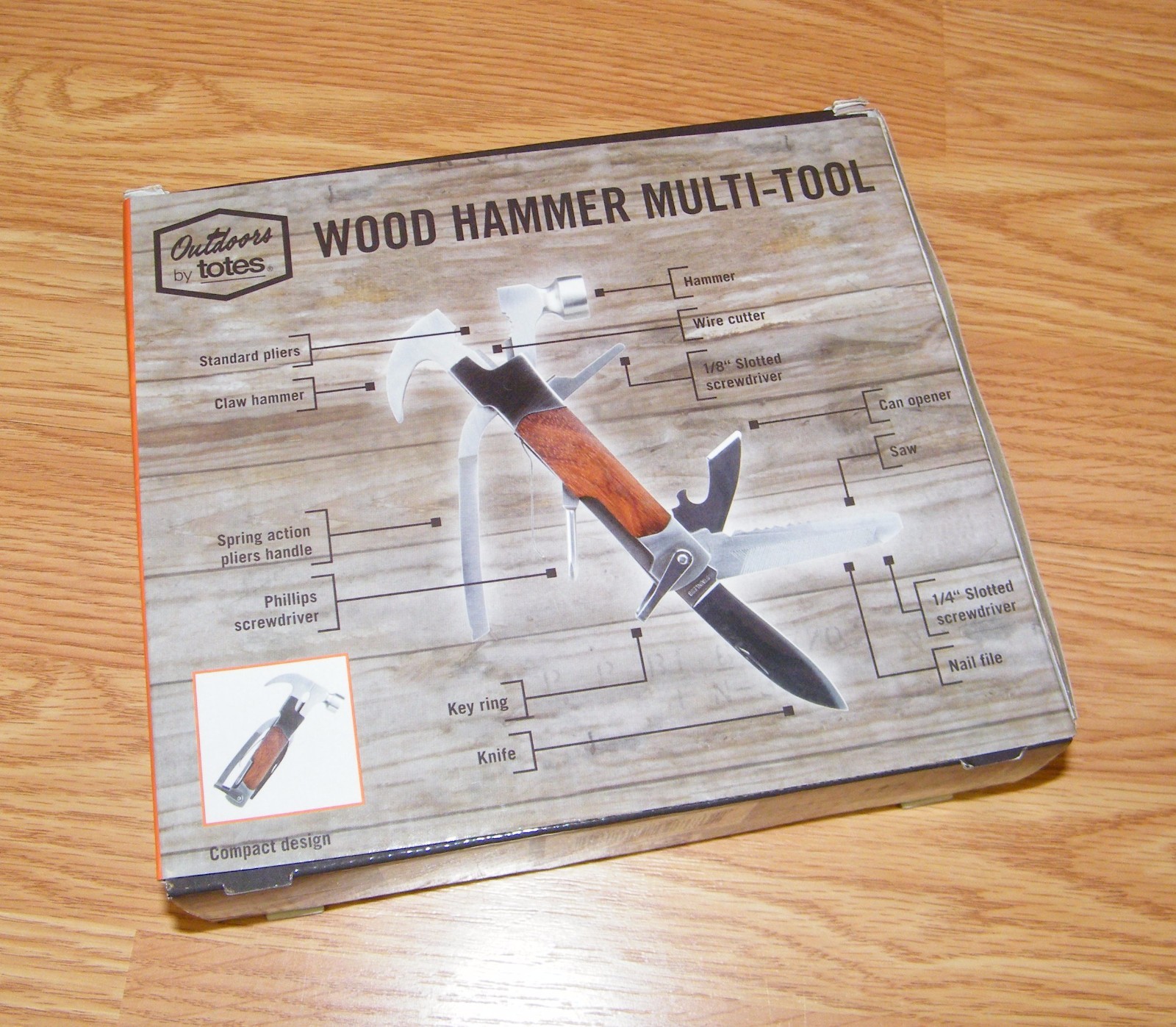 Outdoor by Totes 13 Functions Stainless Steel Stained Wood Handle Multi Tool
