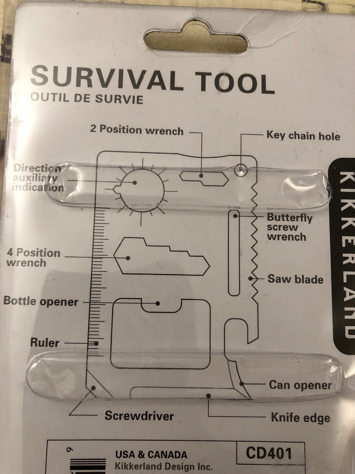Kikkerland Classic Stainless Steel Survival Tool, Pocket 11 functions + pouch
