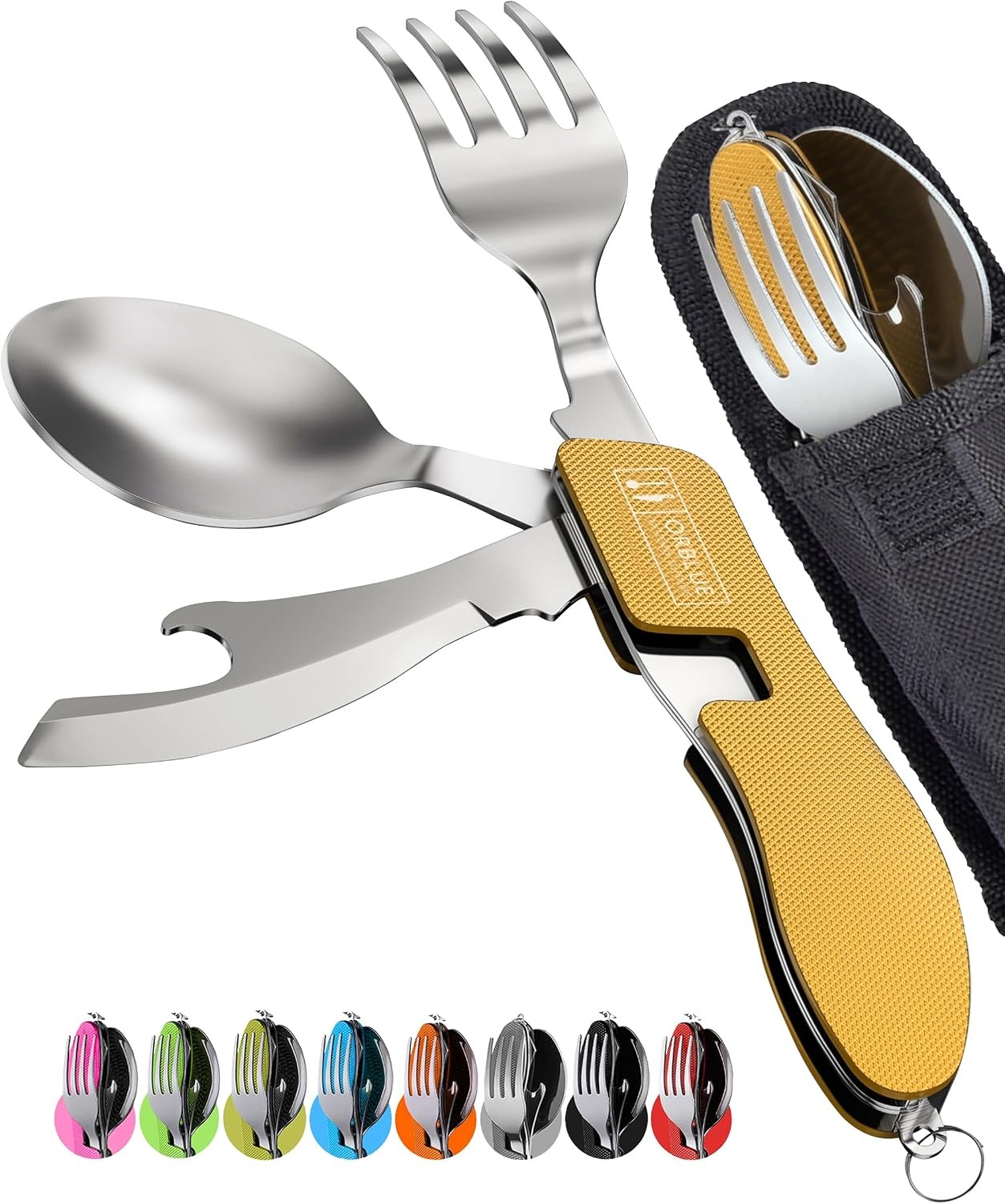 Portable Backpacking Travel Cutlery Multitool Combo Outdoor Camping Flatware Set
