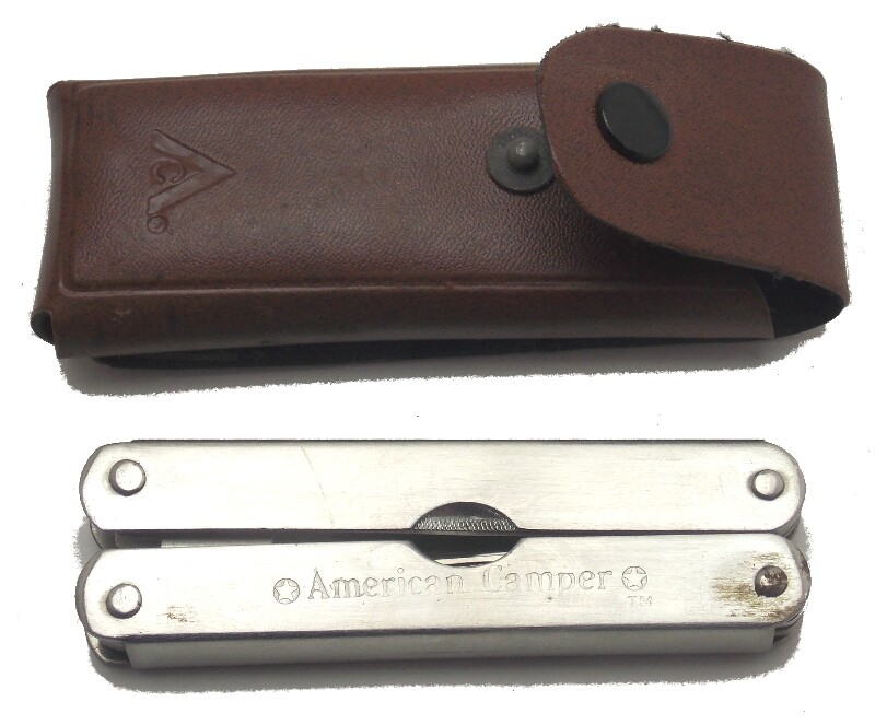 American Camper Folding Multi Camping Tool in Belt Case Used