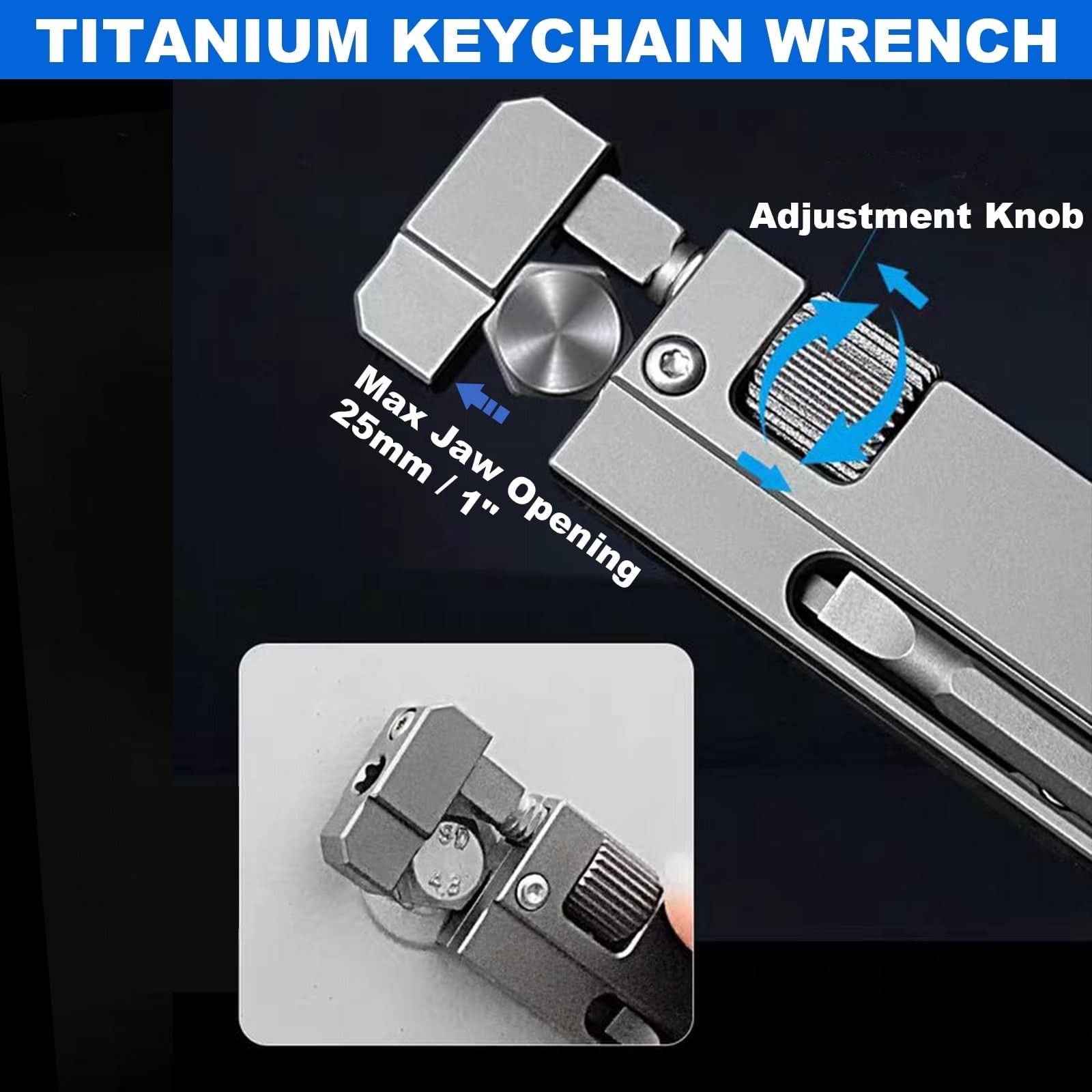 Titanium Keychain Wrench – Mini EDC Adjustable Spanner with Screwdriver, Pock…