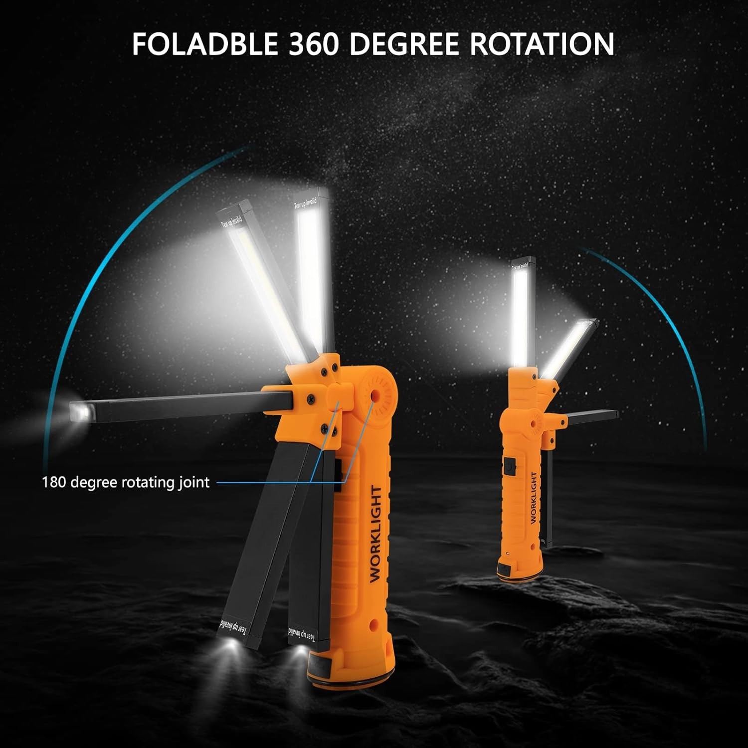 360° Rotating LED Work Light Pair – USB Rechargeable & Ideal for Car Repairs