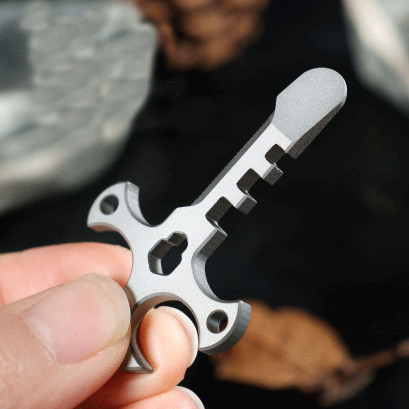 Outdoor Mini Titanium Pendant Necklace Pocket Multi Tools EDC Card Keychain