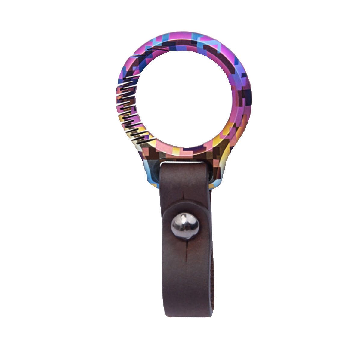 Multicolor Titanium Alloy Carabiner Key Clip Leather Keychain Key Ring EDC Gift