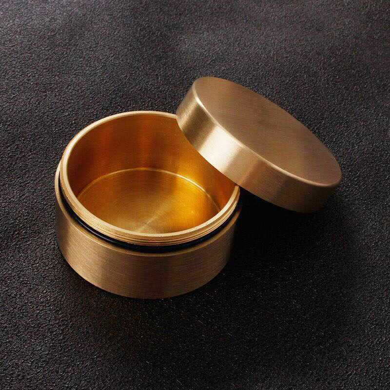HotEDC Large Solid Brass Waterproof Box Outdoor Travel Home Pill Case SealedTank