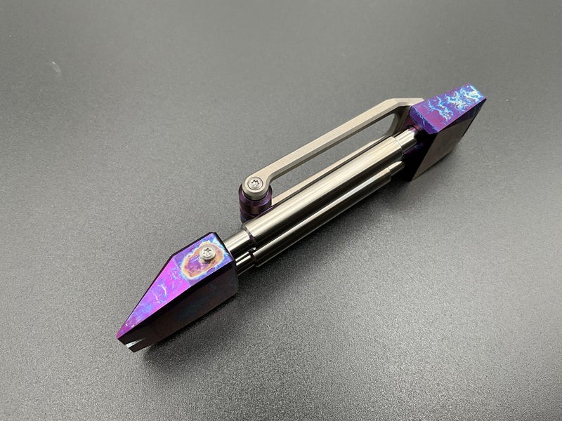 Ketuo Pocket Prybar Lightning Strike Anodized Finish Titanium With Lanyard Loop