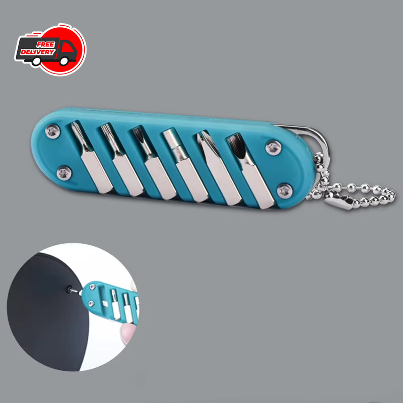 1pc Multifunctional Folding Knife Keychain Tool with Screwdriver Stainless Steel