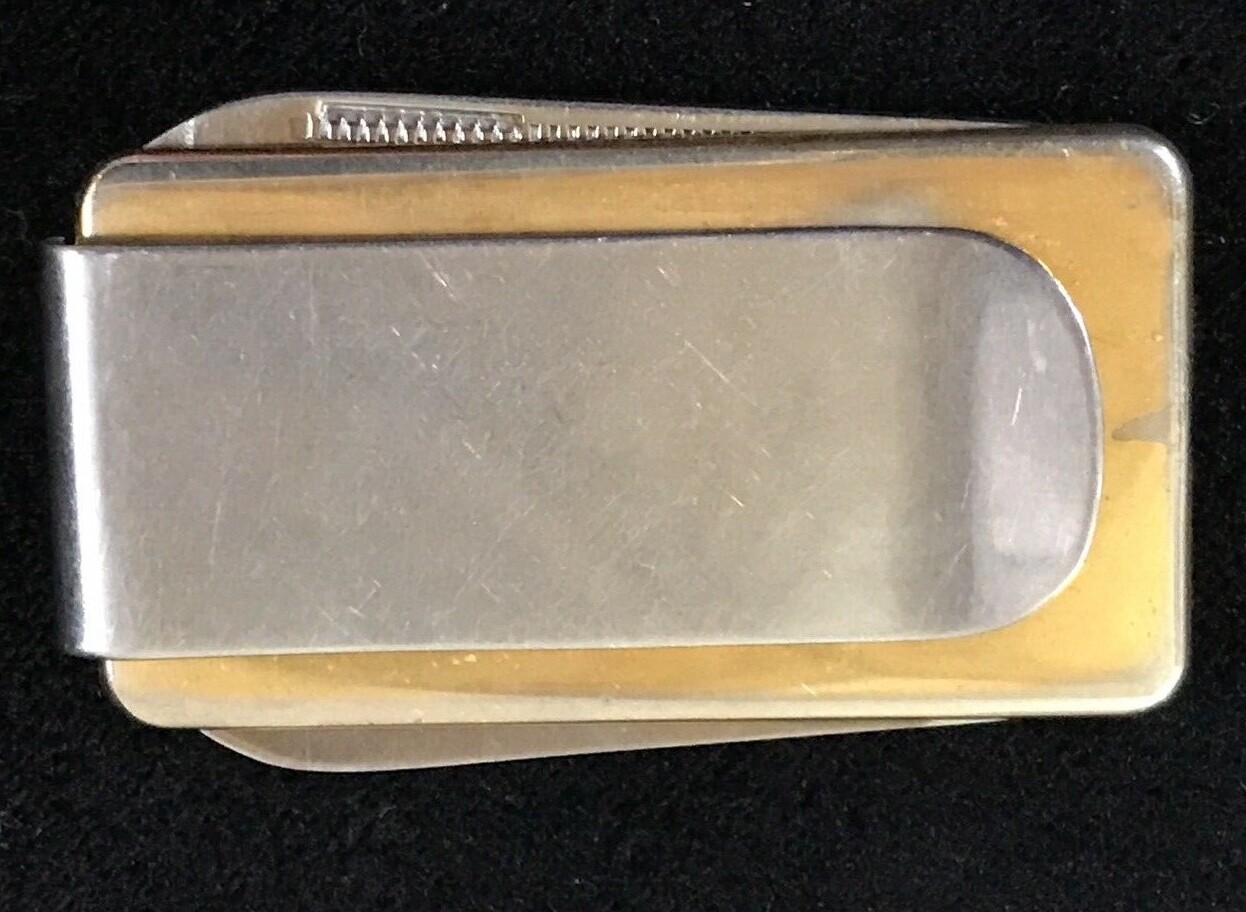 Money Clip Knife Nail File Card Holder Ceramic Insert BARLOW Gold/Silver Tone