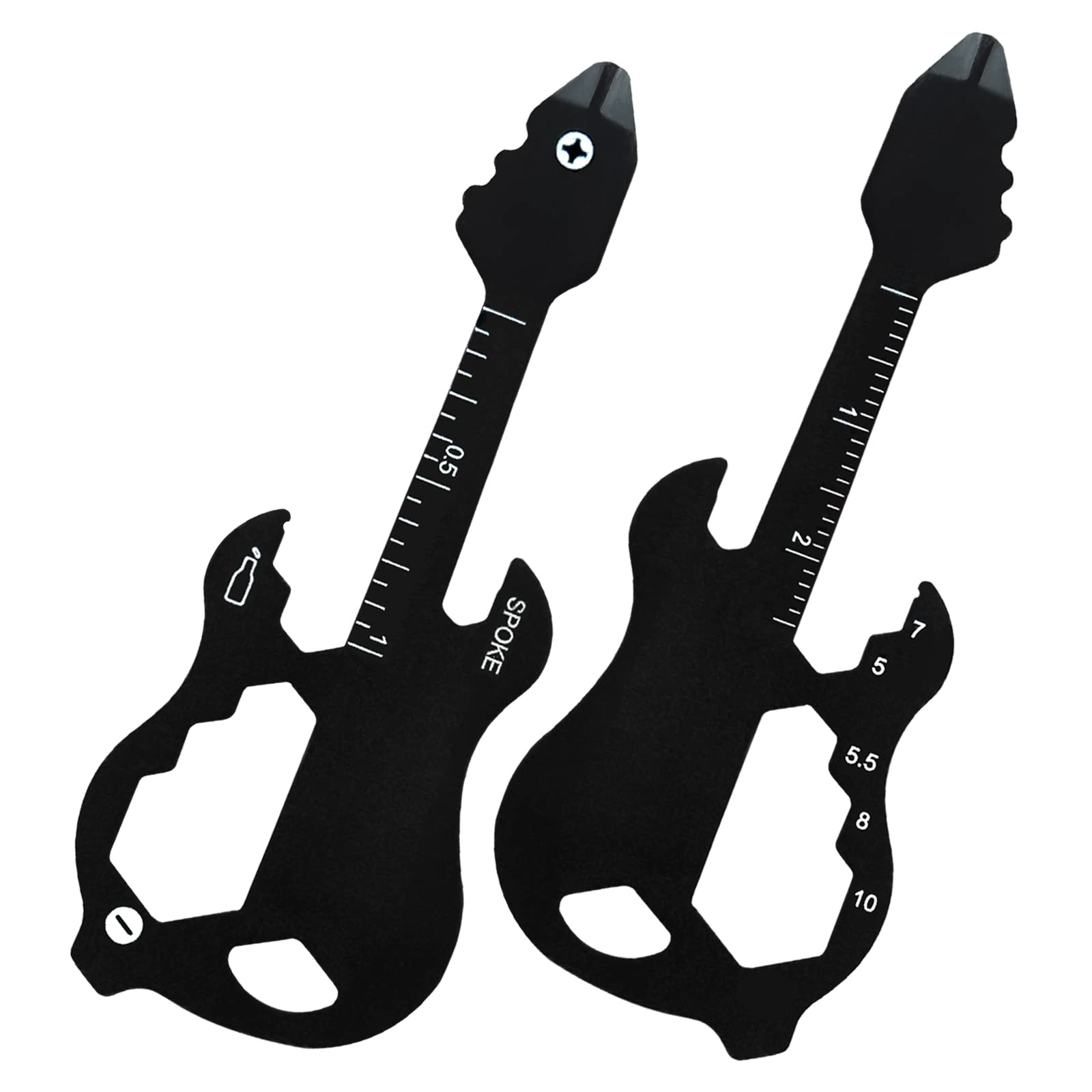 2pcs Guitar Keychain Multitool, Pocket Tool, Wallet Tool, 12 in 1 Bottle Opener