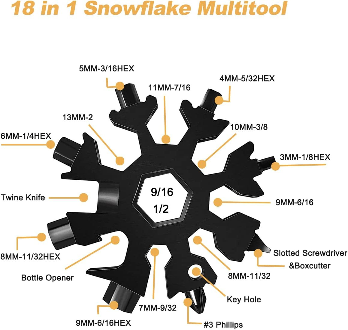 Stocking Stuffers for Adults Men, 2 Pack 18 in 1 Snowflake Multitool, Christmas
