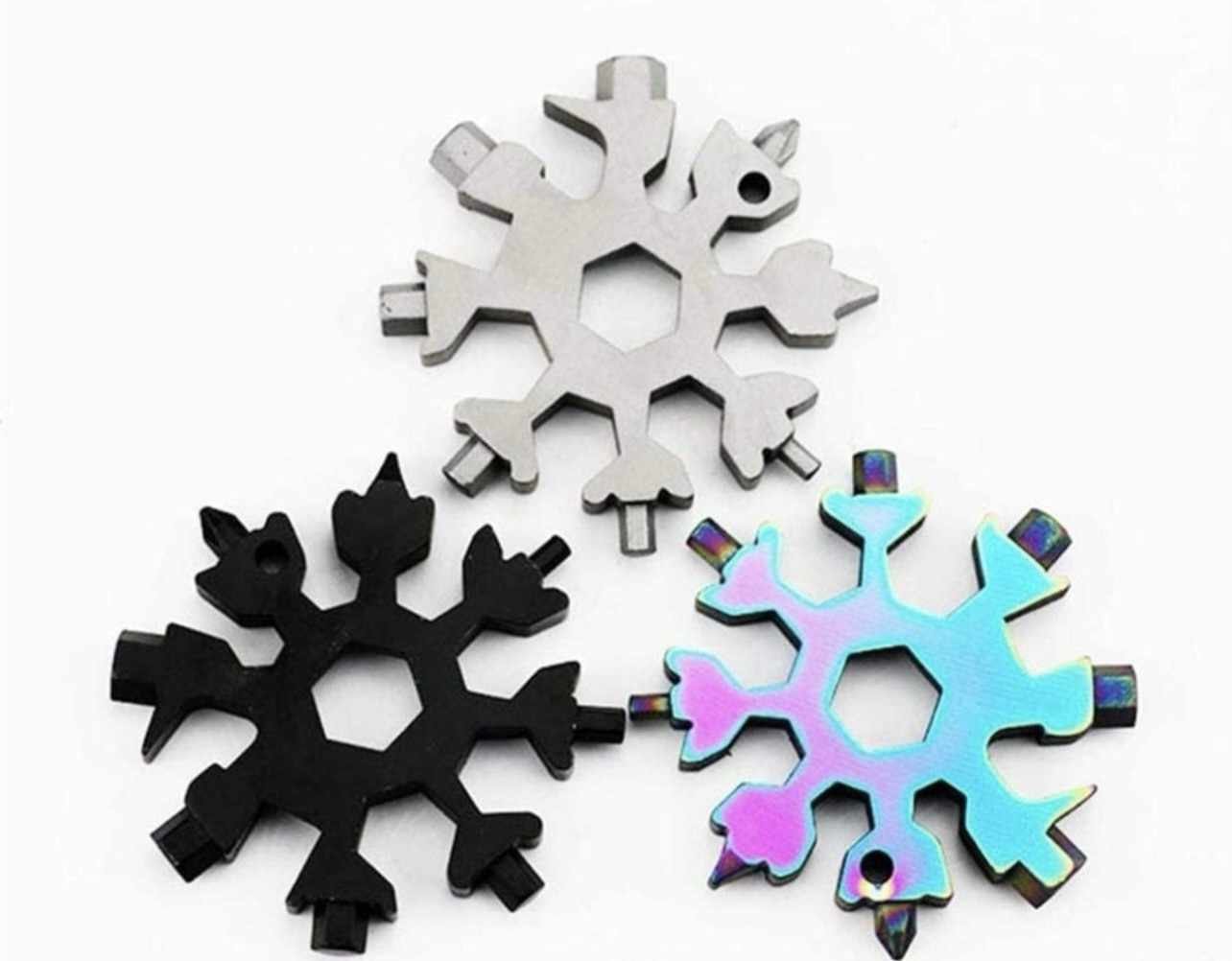 3 Pack 18-In-1 Snowflake Multi Tool Portable Zinc alloy Screwdriver Key Chain