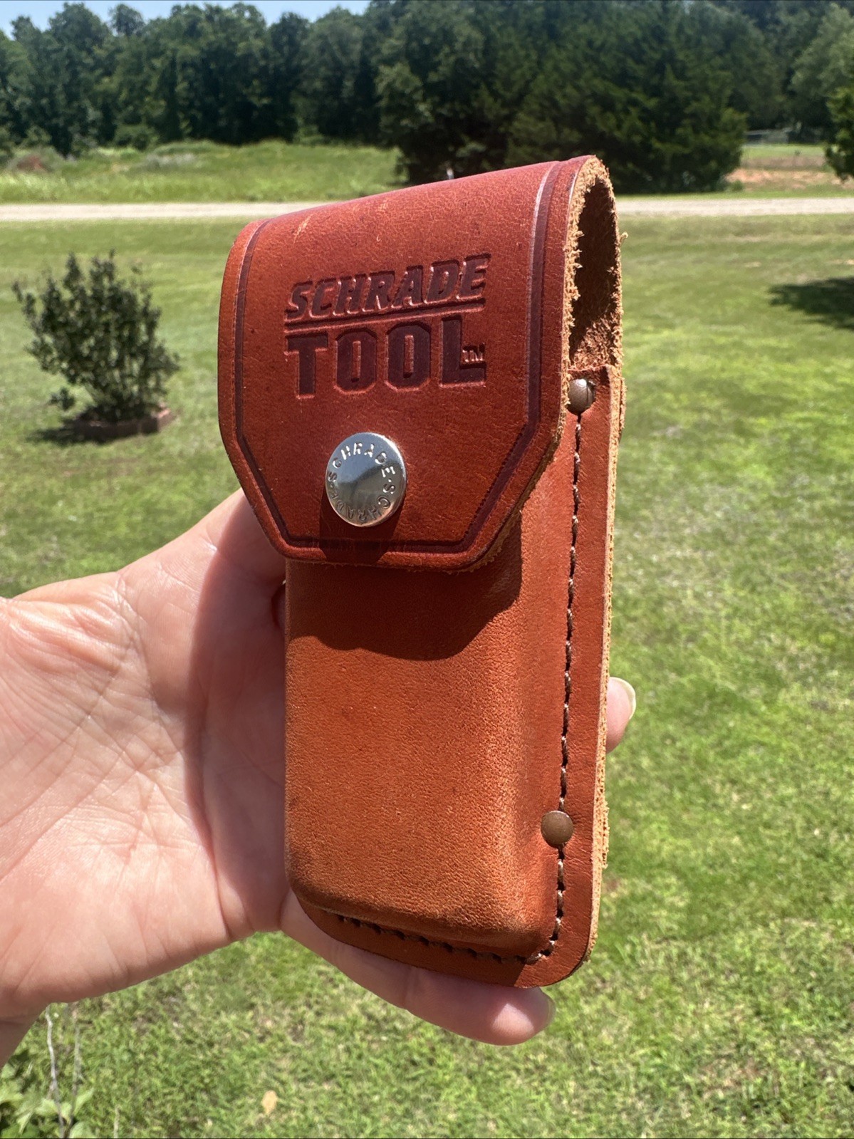 Vintage Schrade Brown Leather Belt Sheath Pouch w/ Snap Closure for Tool Carry