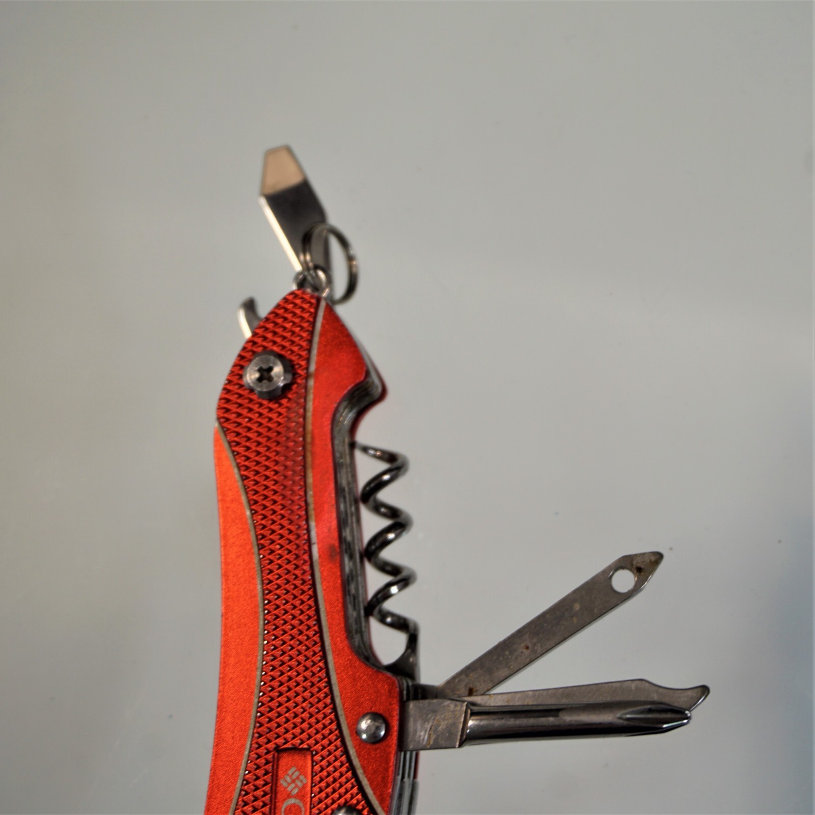 Columbia Pocket Knife Field Gear Fire Red Multi Tool 10 Function