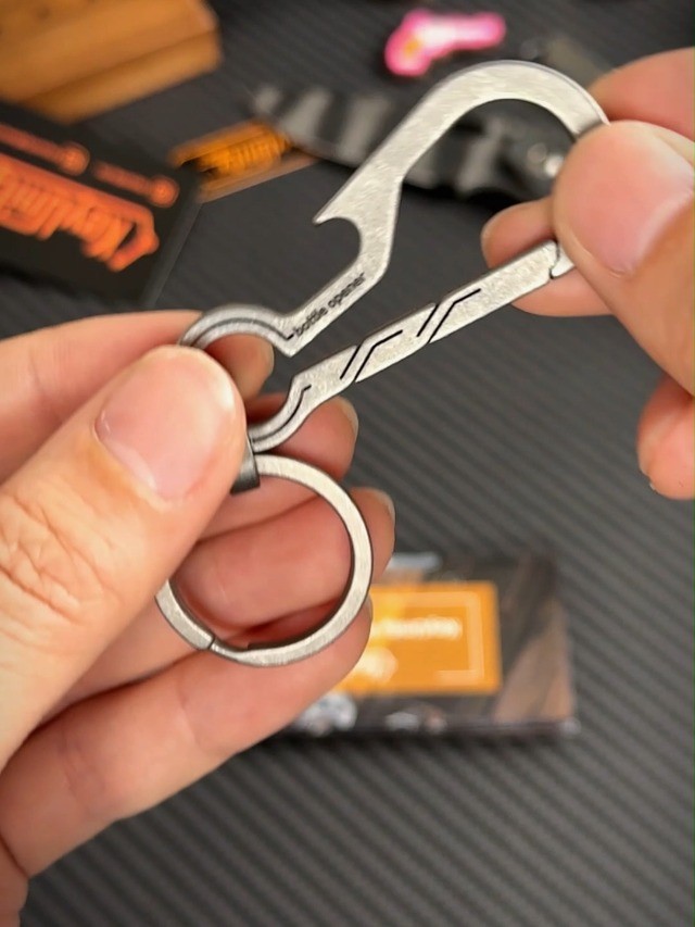 Titanium EDC Keychain Clip with Bottle Opener & Quick Release Carabiner Holder