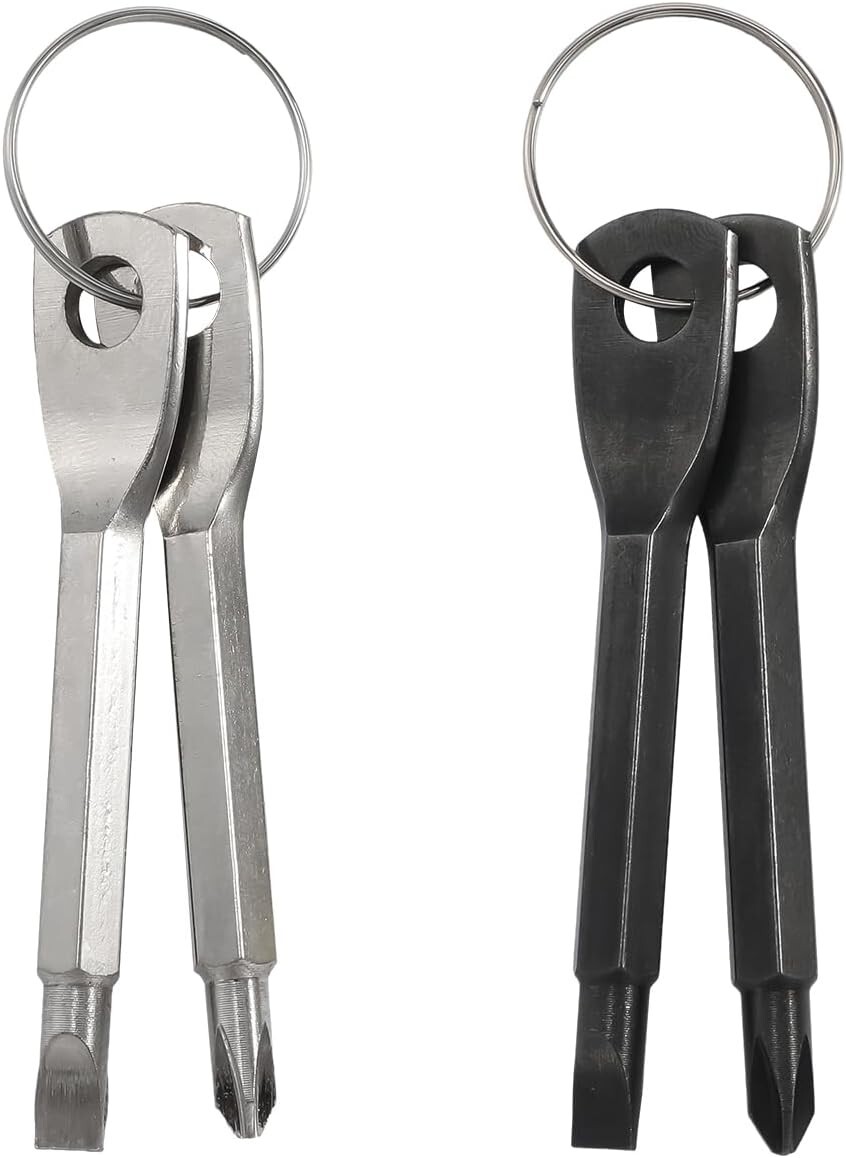 KEY SHAPED POCKET FLATHEAD & PHILLIPS SCREWDRIVER GADGETS MULTI TOOL 2 SETS LOT
